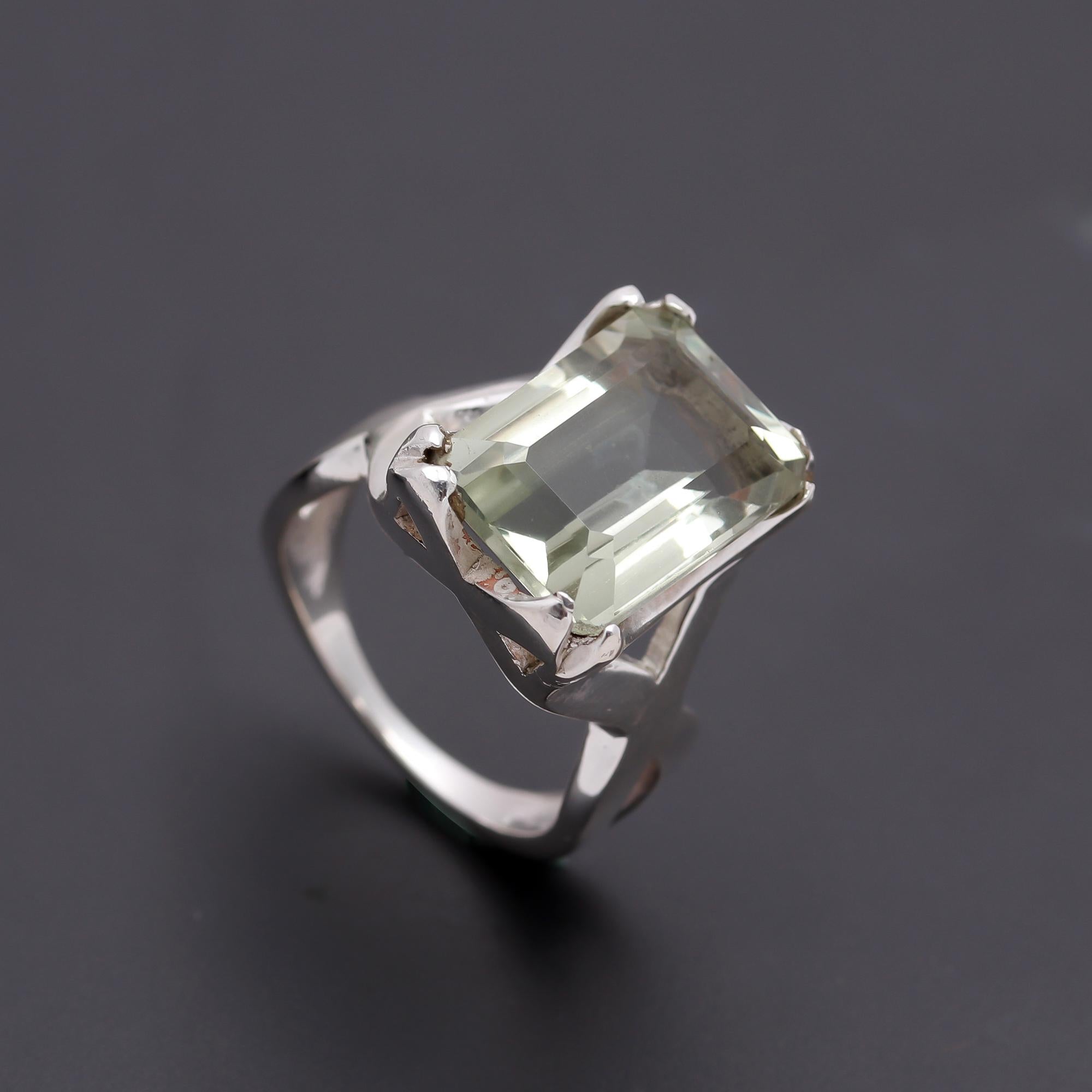 925 Silver Green Amethyst Ring