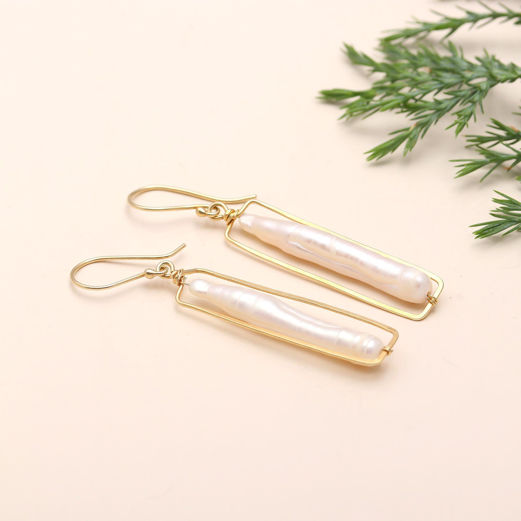 925 Silver Baroque Pearl Dangle Earrings