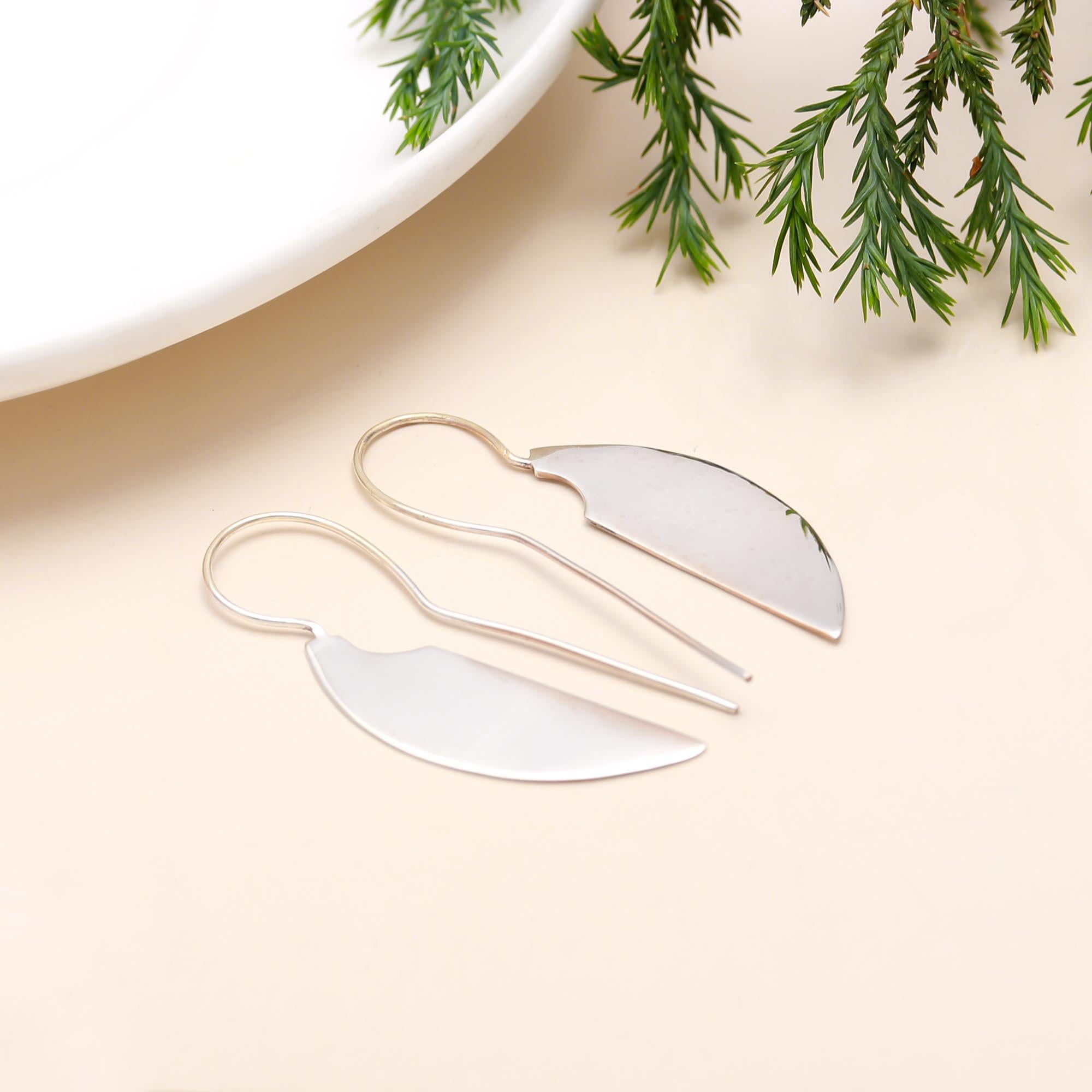 925 Silver Half-Moon Dangle Earrings