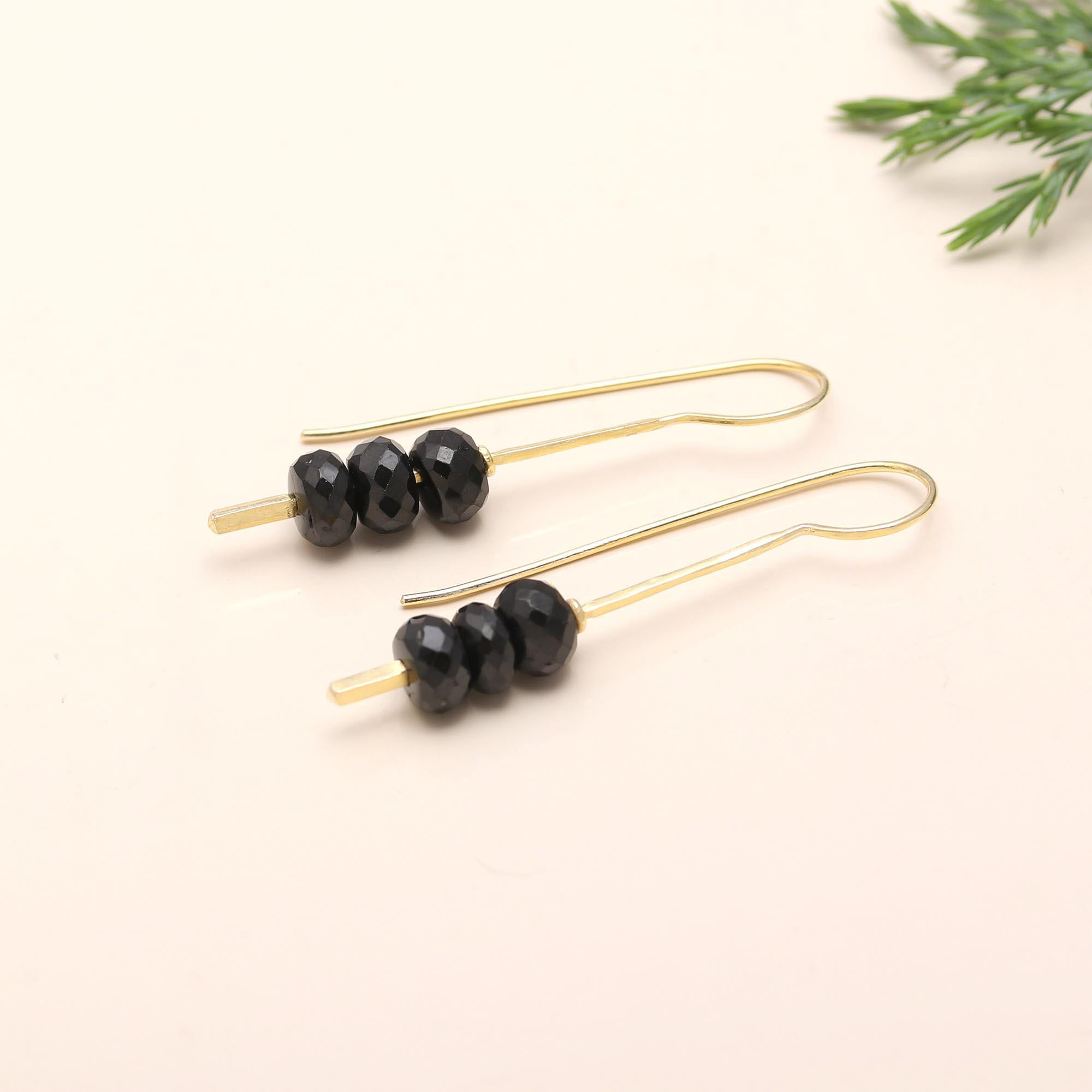 925 Silver Black Onyx Dangle Earrings