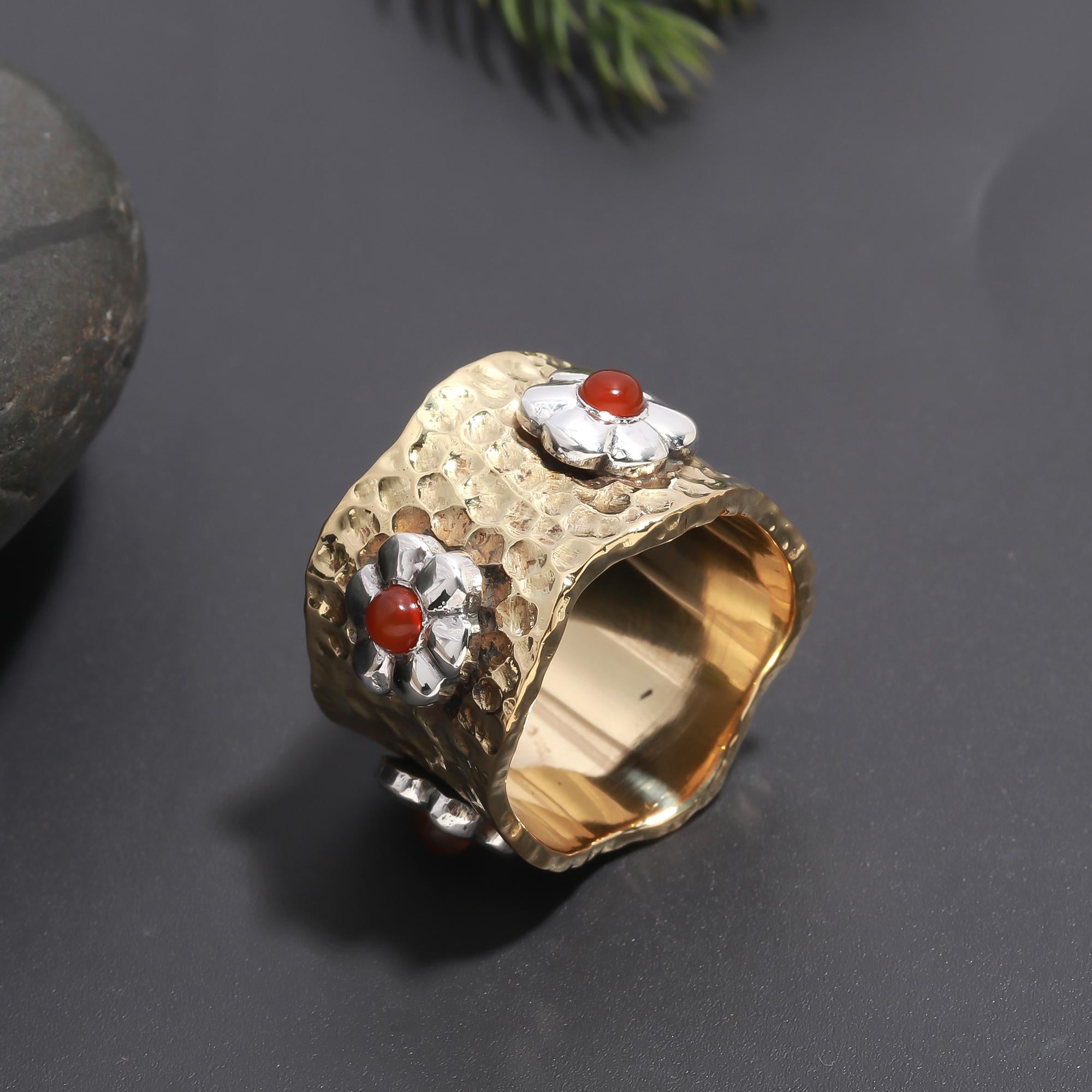 925 Silver Textured Floral Wrap Ring