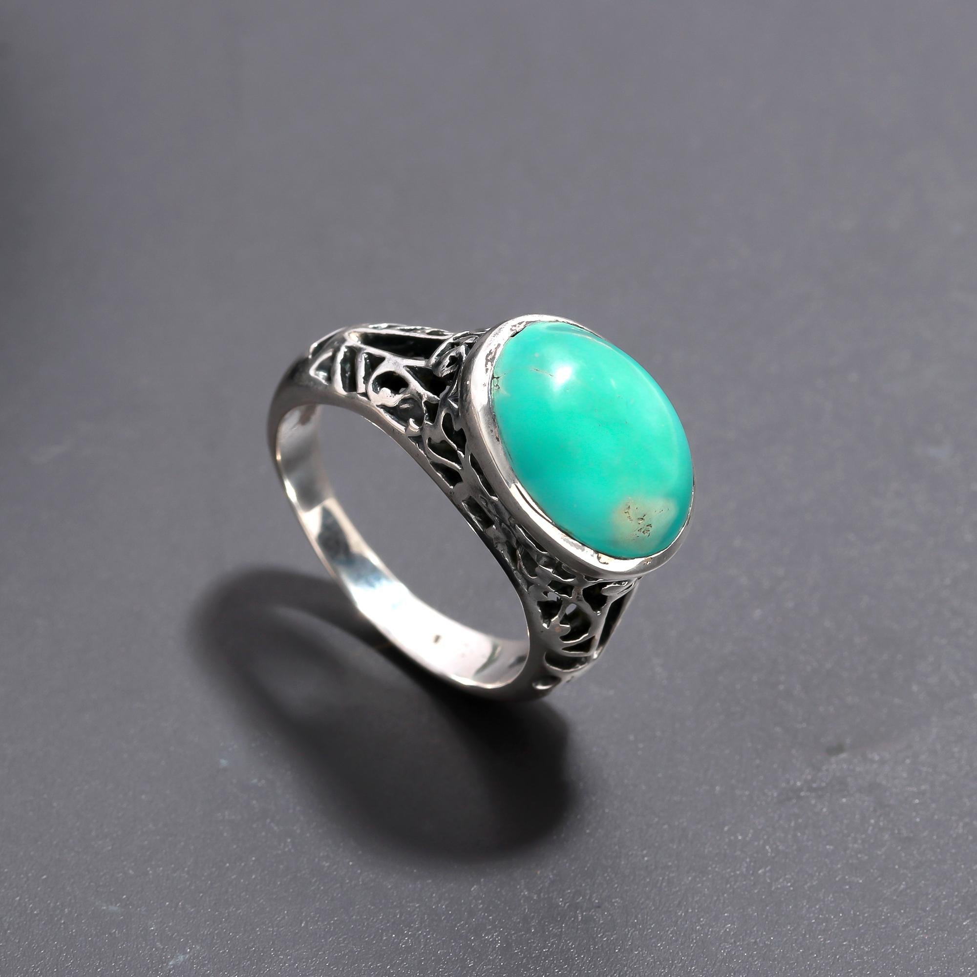 925 Silver Turquoise Filigree Ring
