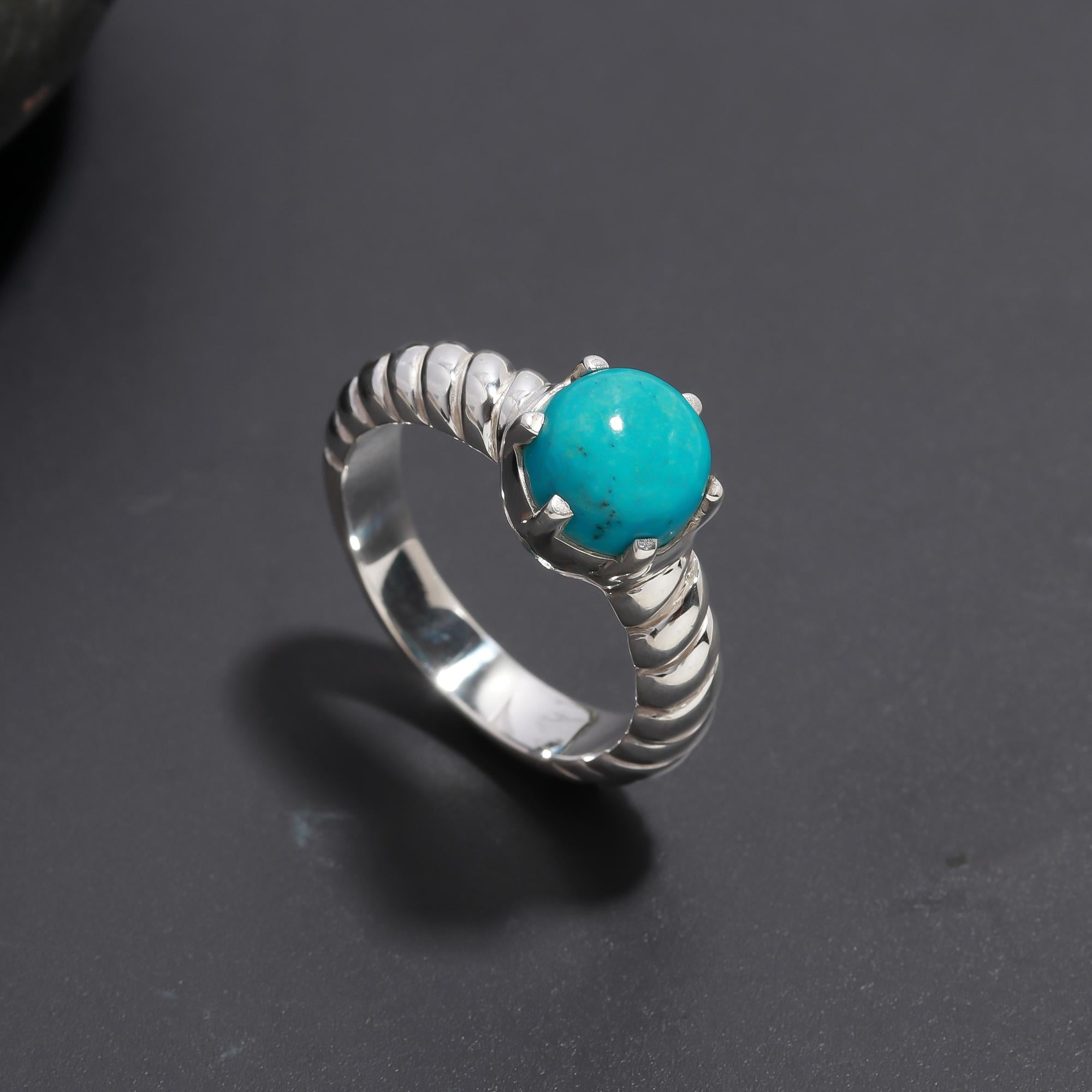925 Silver Turquoise Solitaire Ring