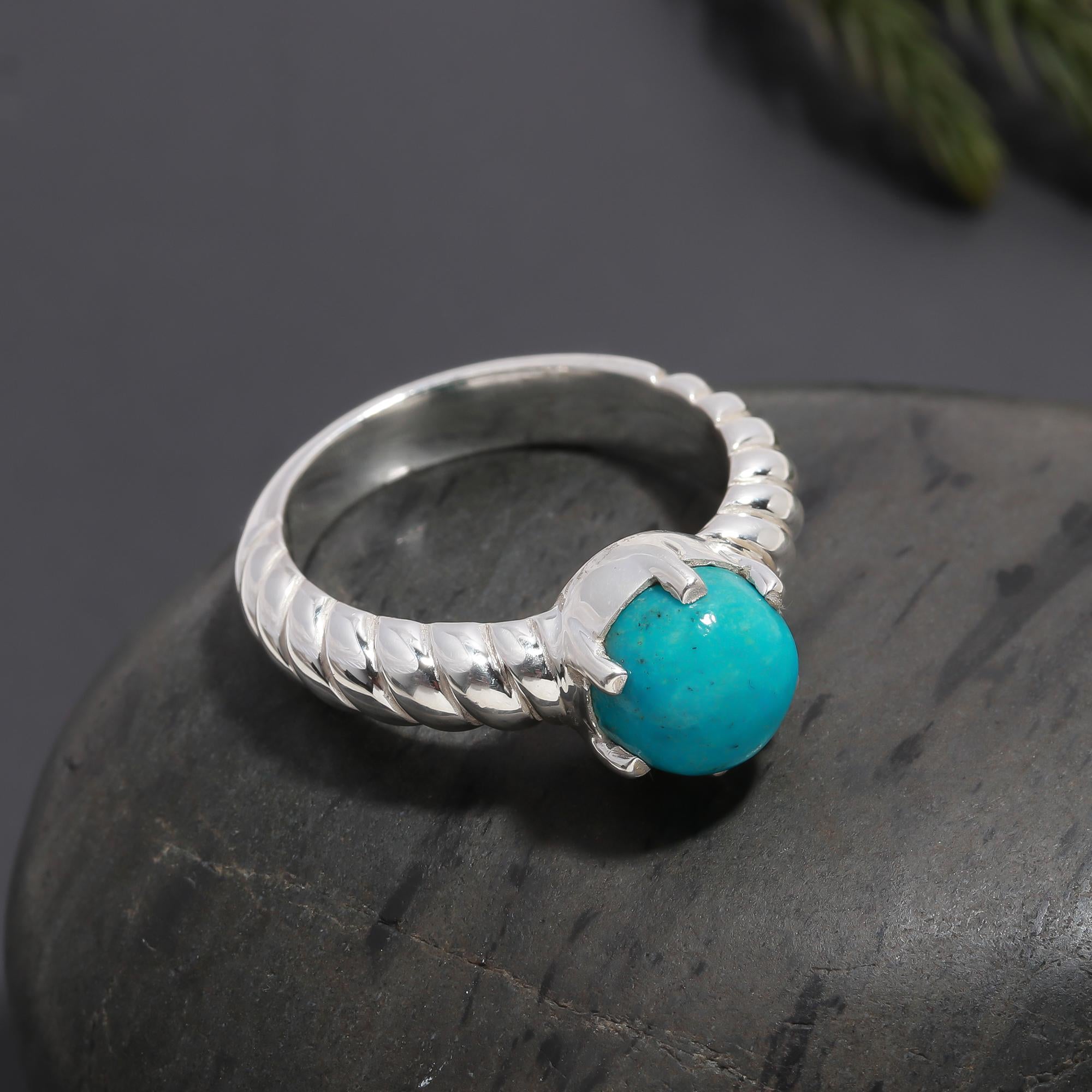 925 Silver Turquoise Solitaire Ring