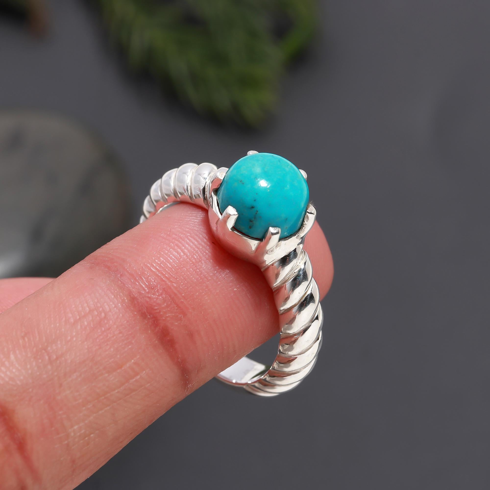 925 Silver Turquoise Solitaire Ring