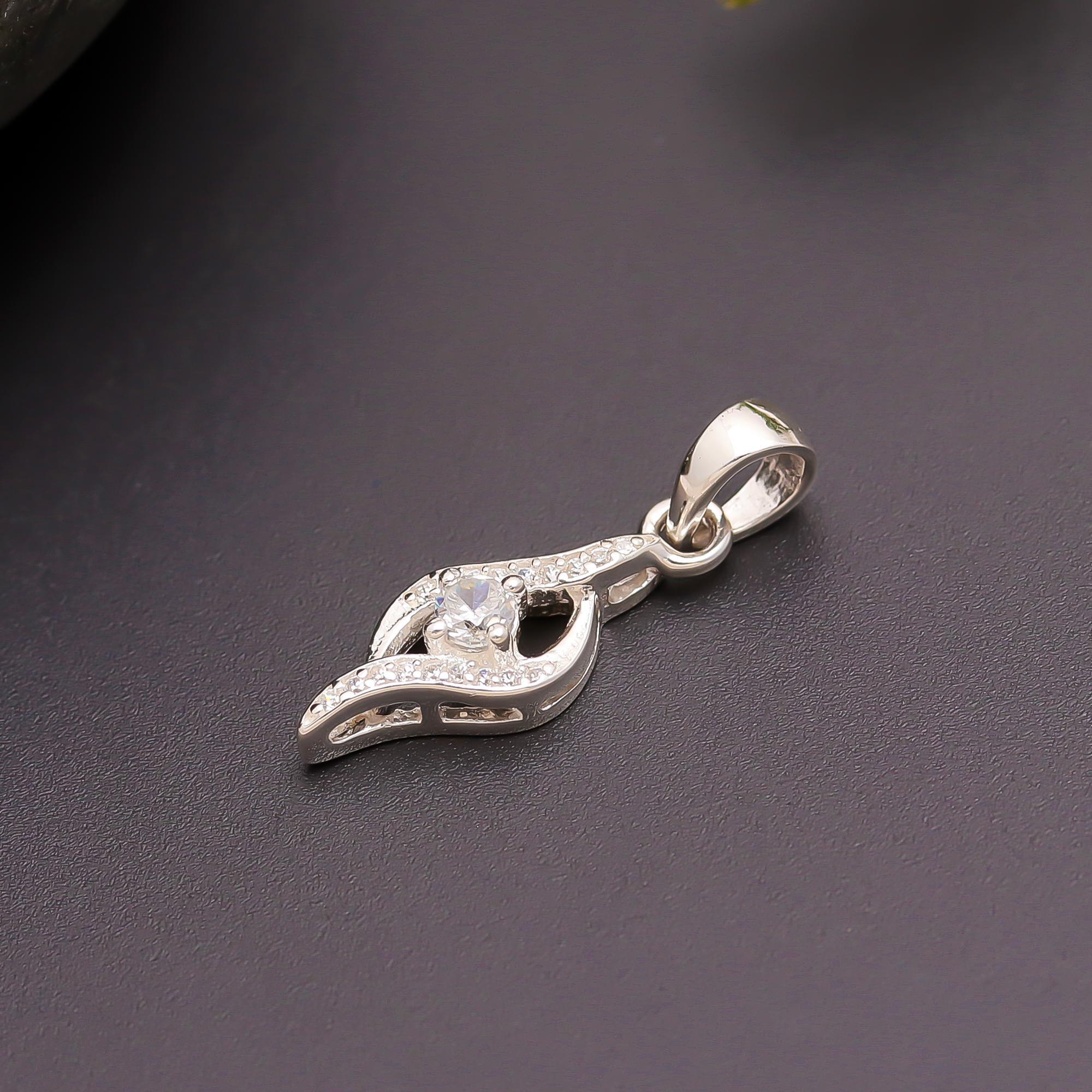 925 Silver Twist Frame CZ Pendant
