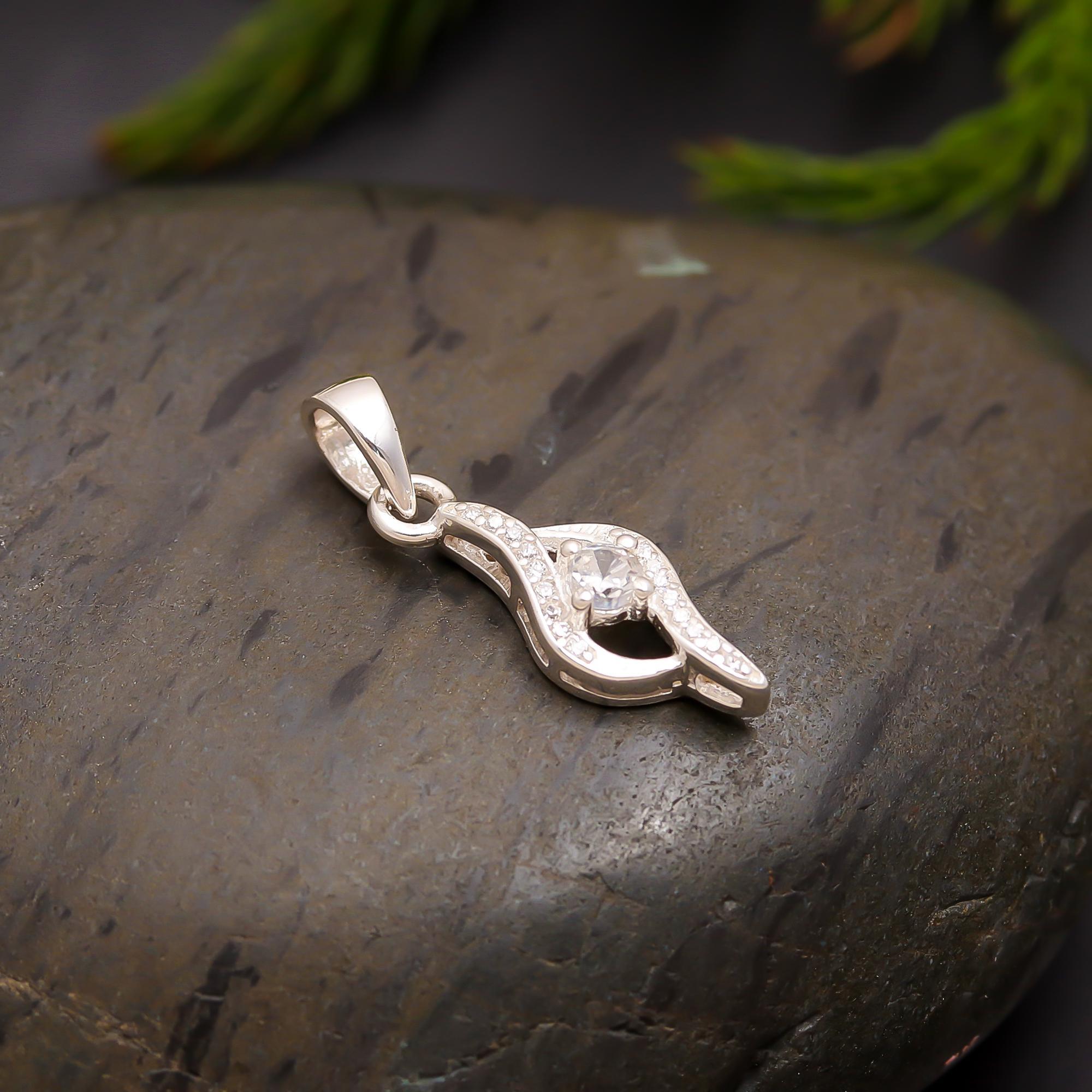 925 Silver Twist Frame CZ Pendant
