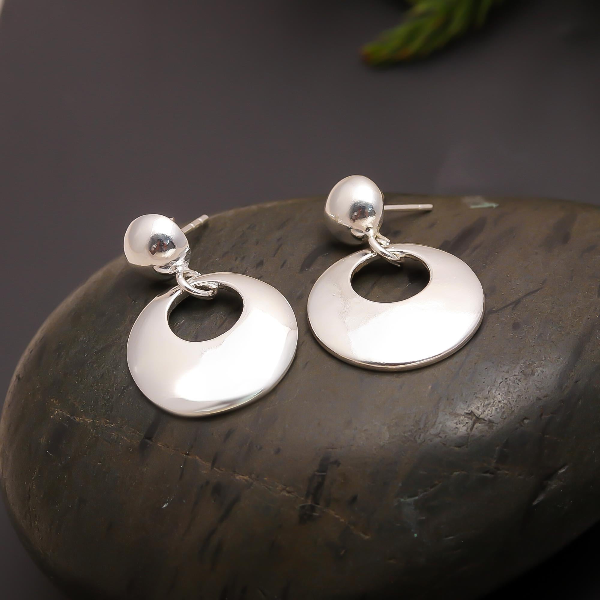 925 Silver Oval Drop Earrings