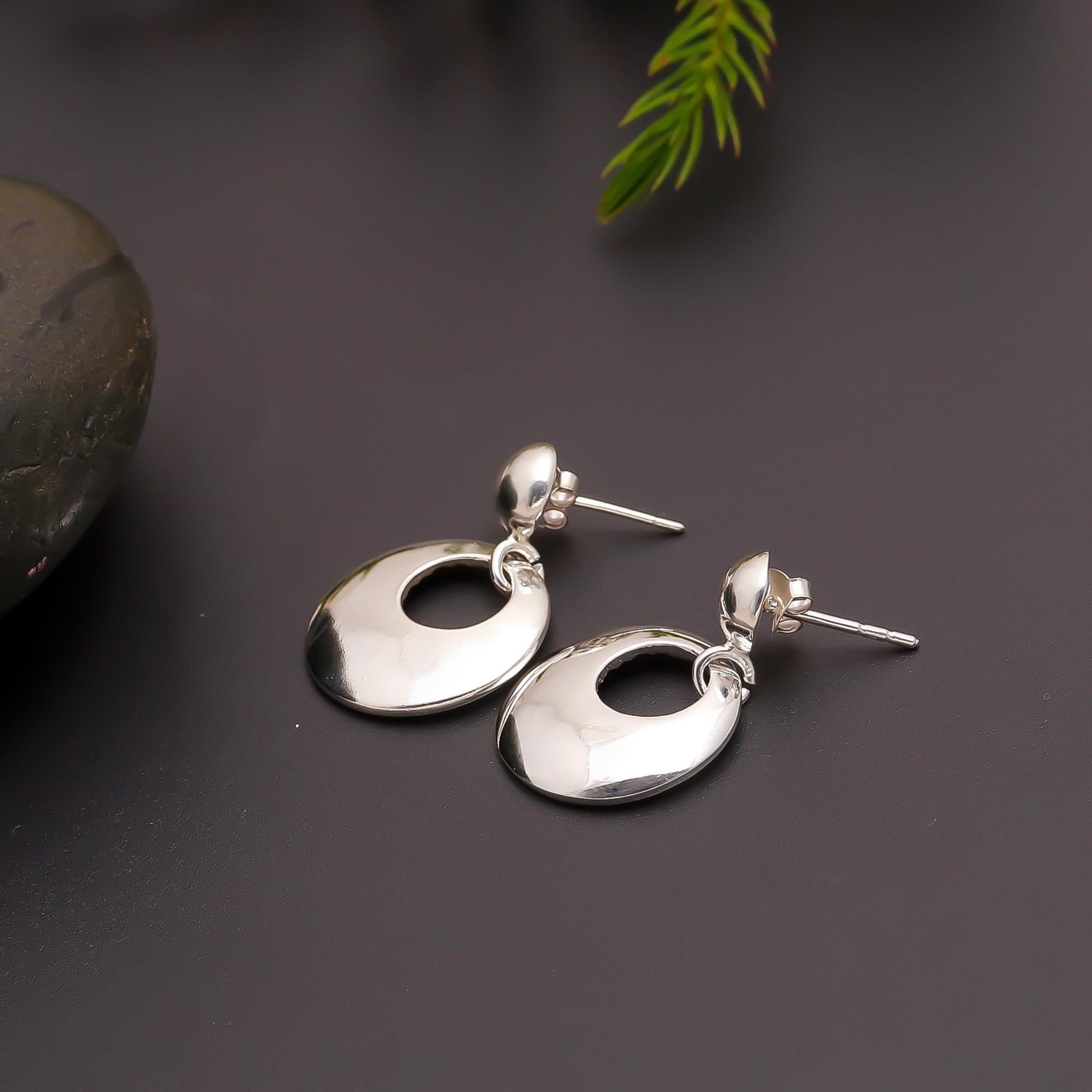 925 Silver Oval Drop Earrings