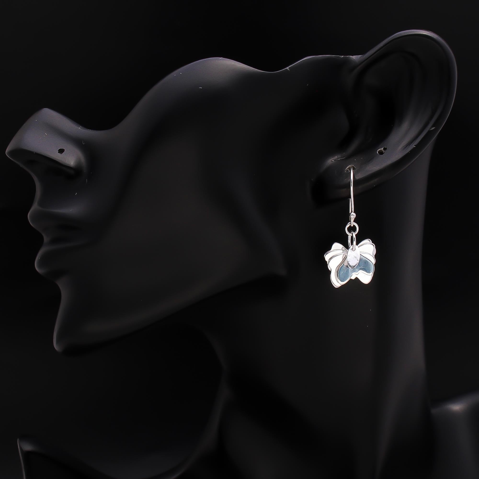 925 Silver Layered Petal Dangle Earrings