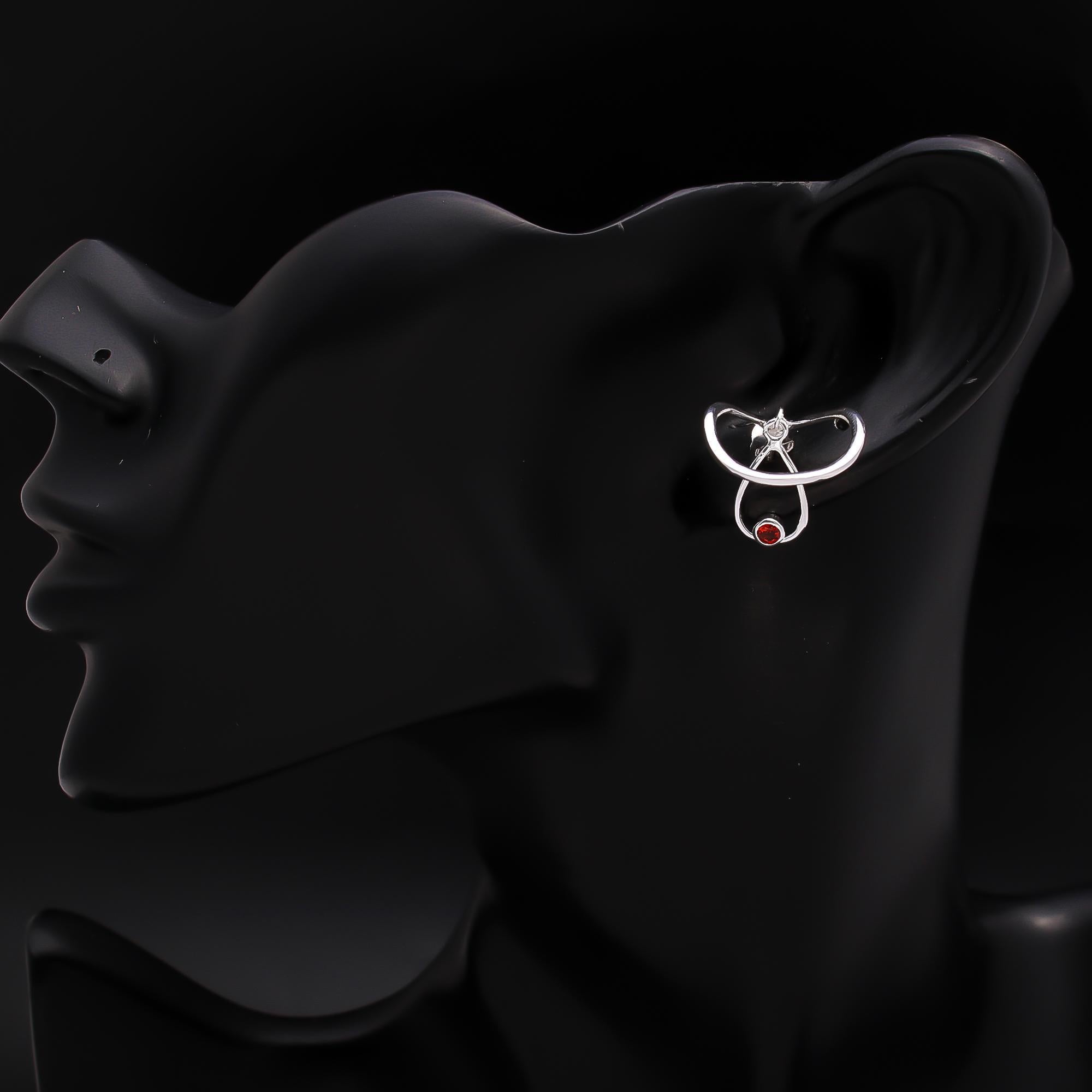 925 Silver Dual Teardrop Garnet Earrings