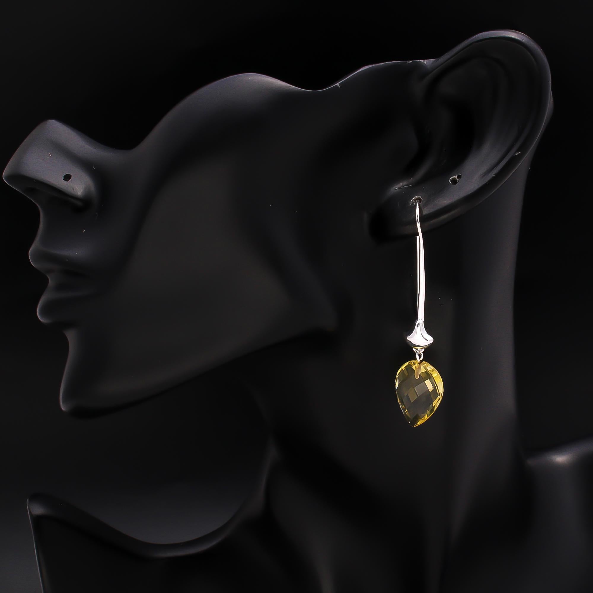 925 Silver Citrine Drop Earrings