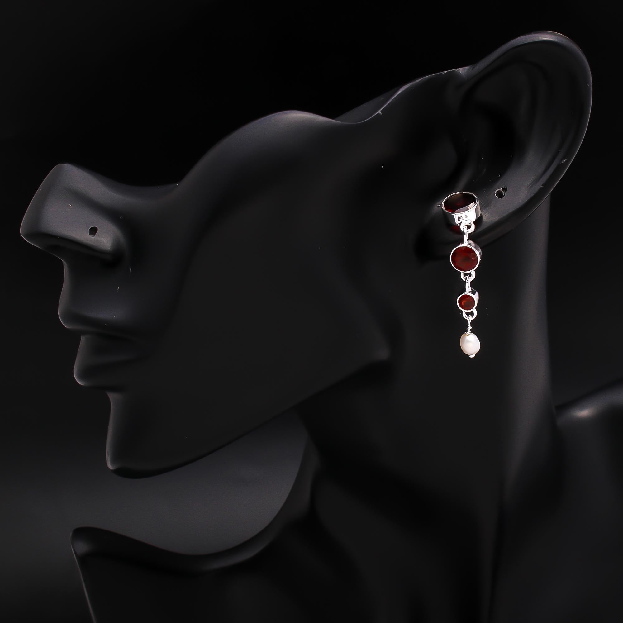 925 Silver Amethyst and Pearl Drop Earrings