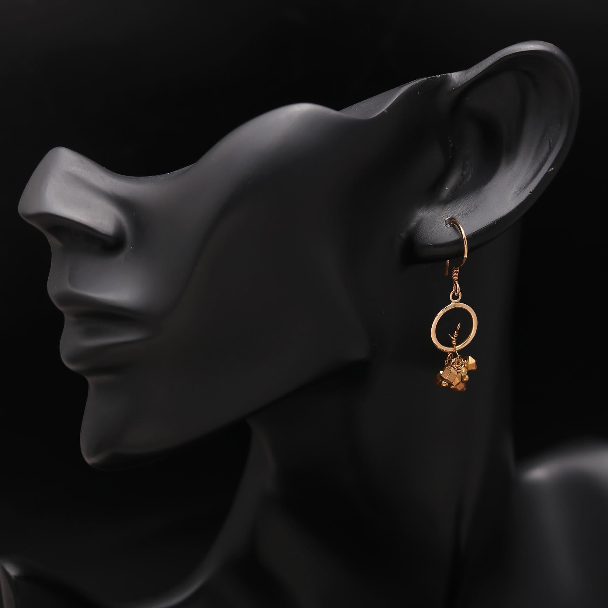 925 Silver Pyrite Cluster Dangle Earrings