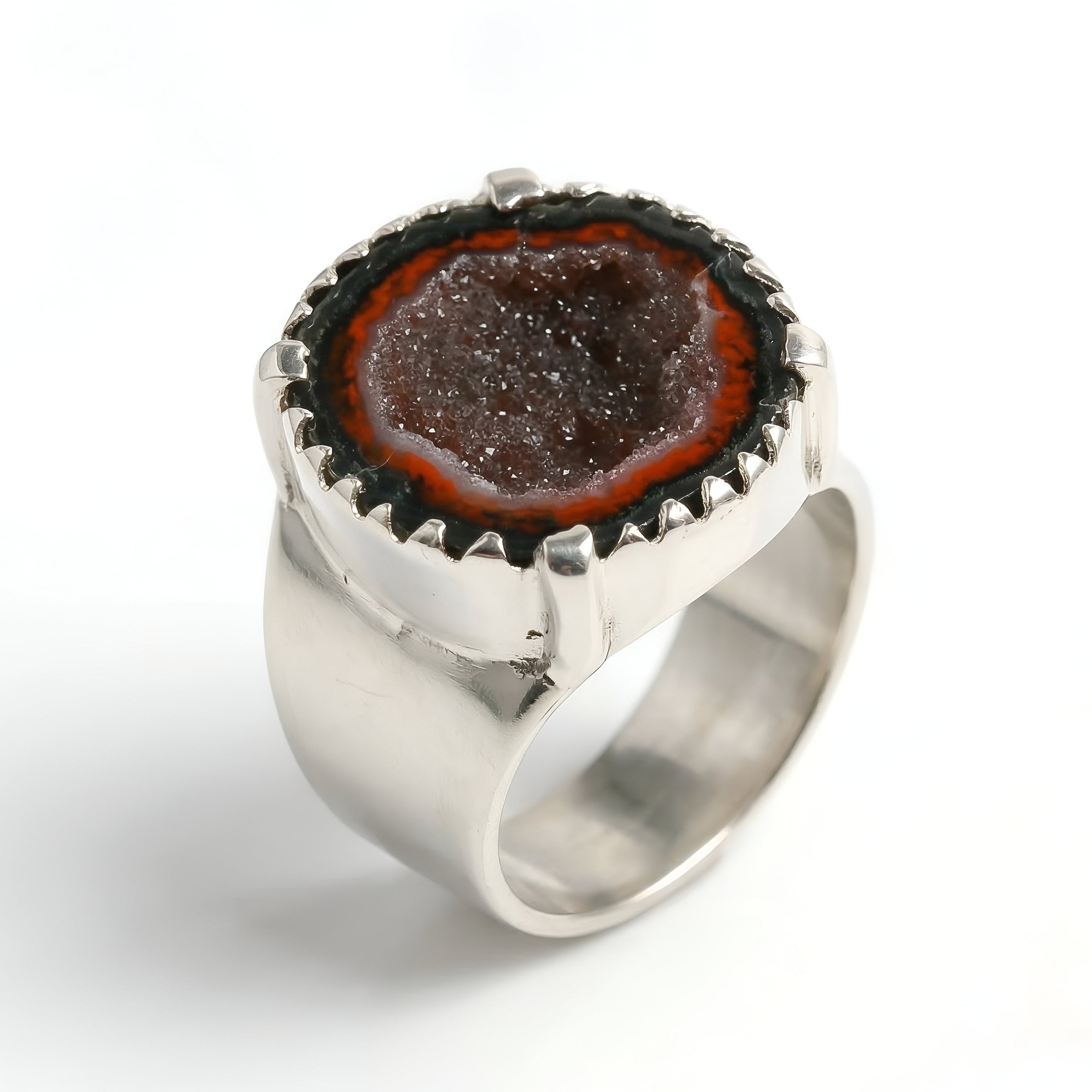 925 Silver Raw Geode Druzy Statement Ring