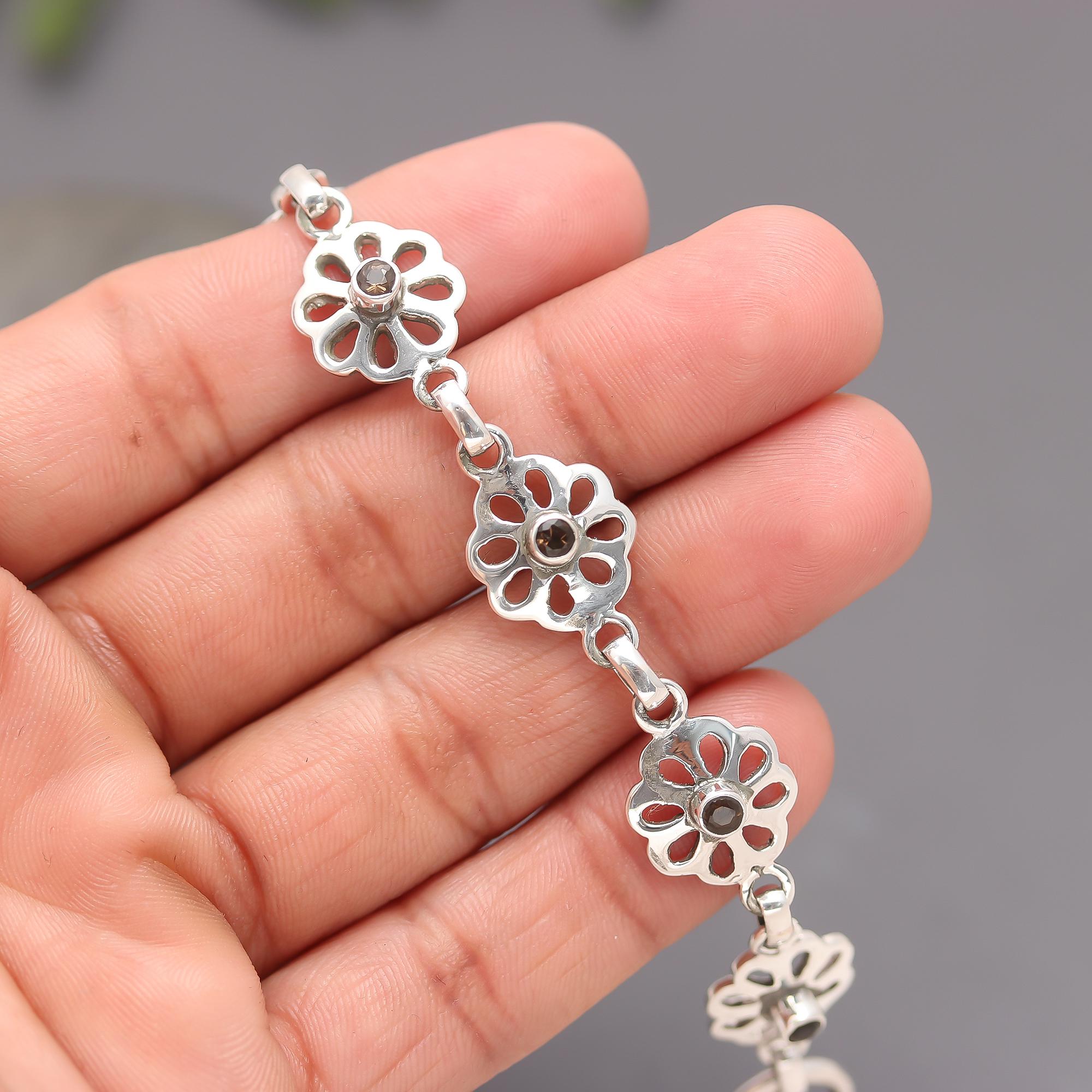 925 Silver Floral Link Bracelet