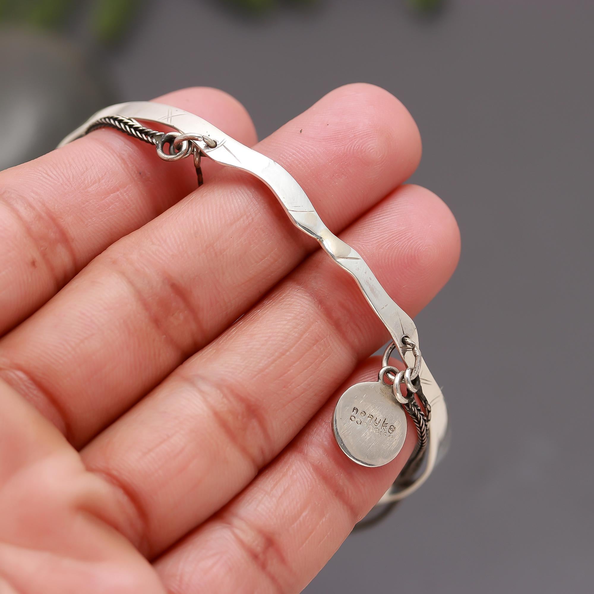 925 Silver Hammered Bangle Bracelet