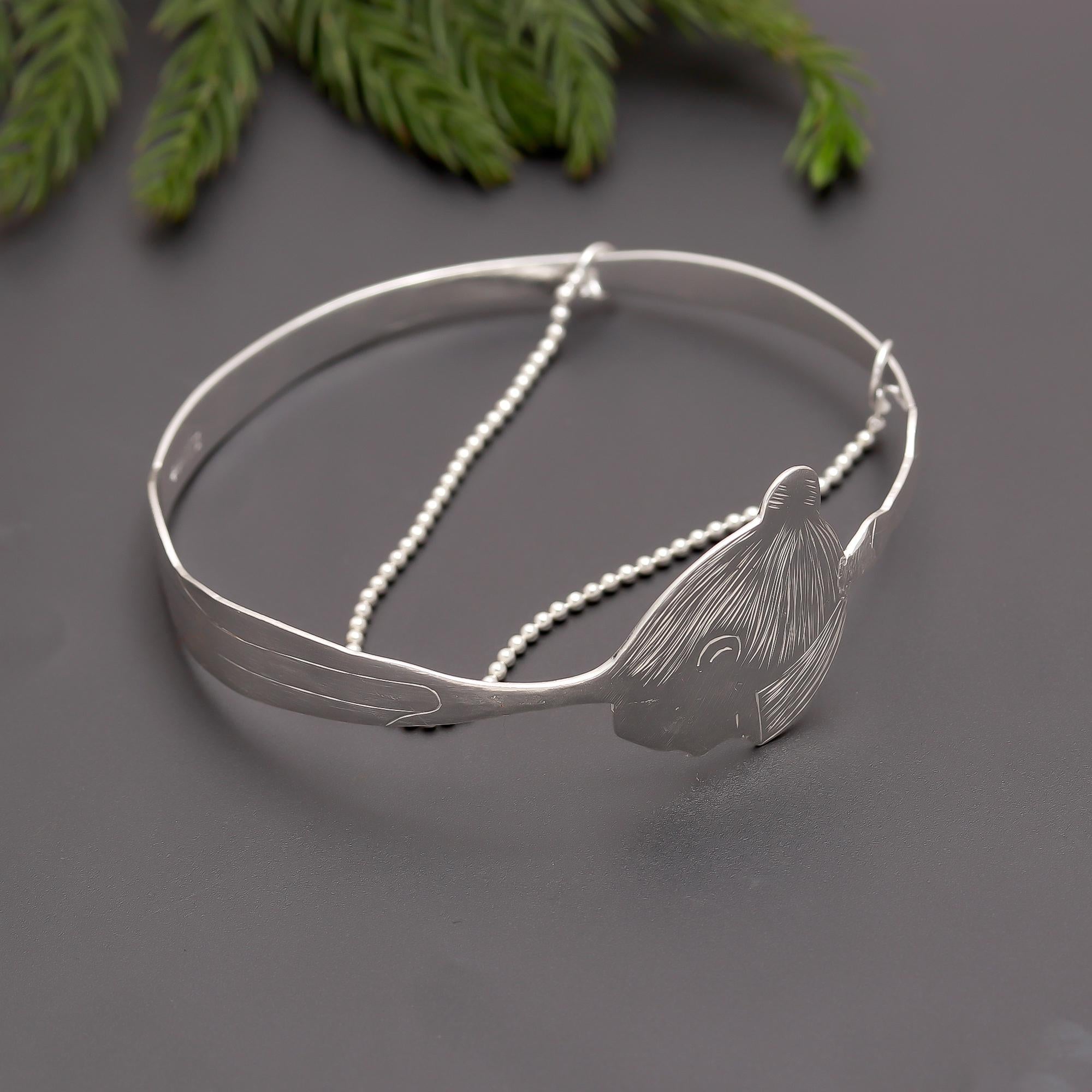 925 Silver Charm Chain Bangle Bracelet