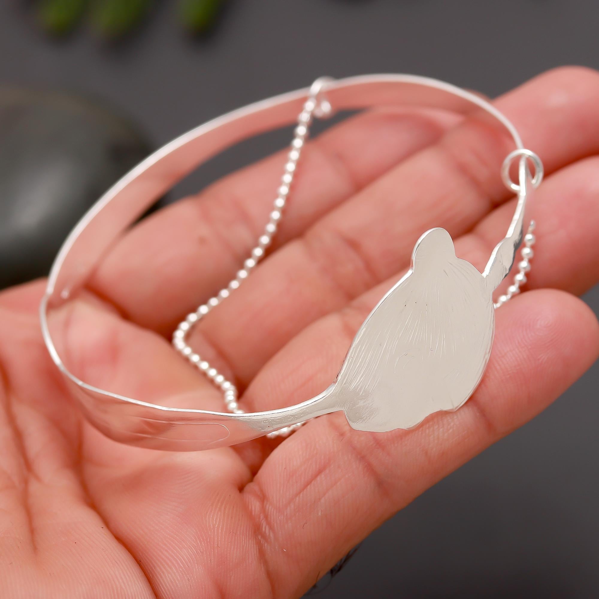 925 Silver Charm Chain Bangle Bracelet