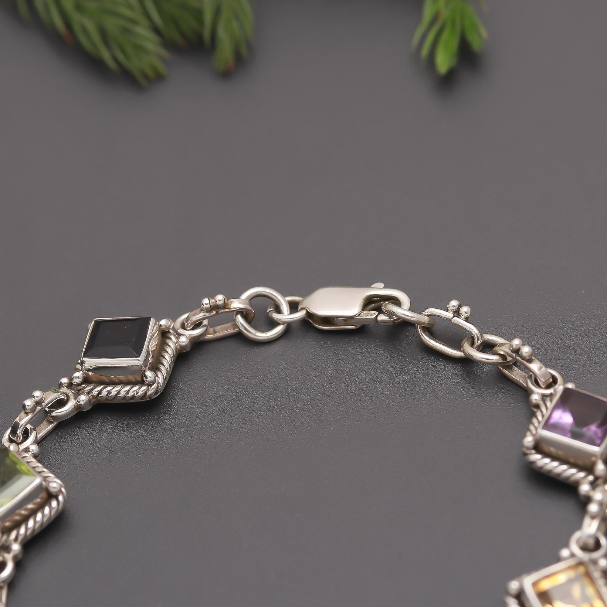 925 Silver Multi-Gemstone Bracelet