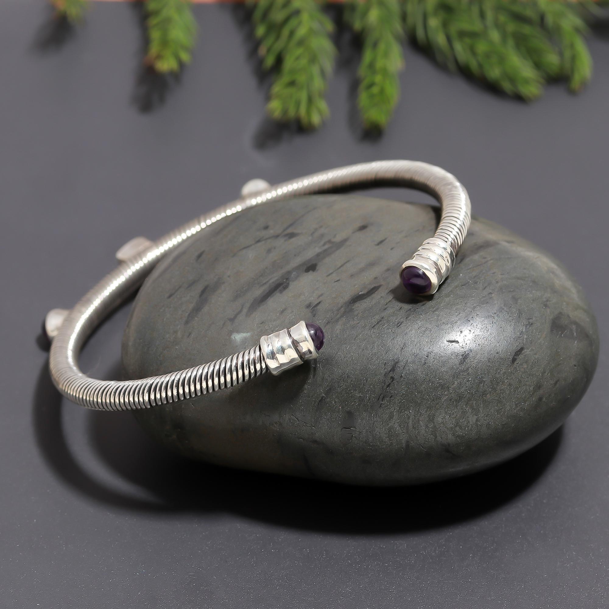 925 Silver Coil Wire Cuff Bracelet