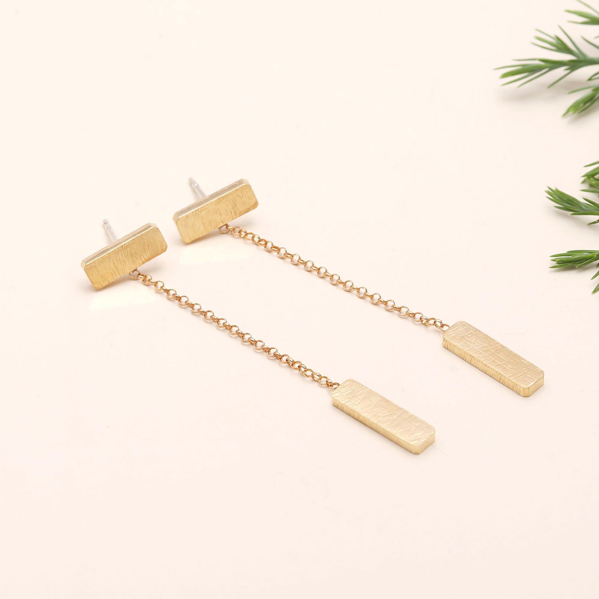 Designer Brass Geometric Stud Earrings