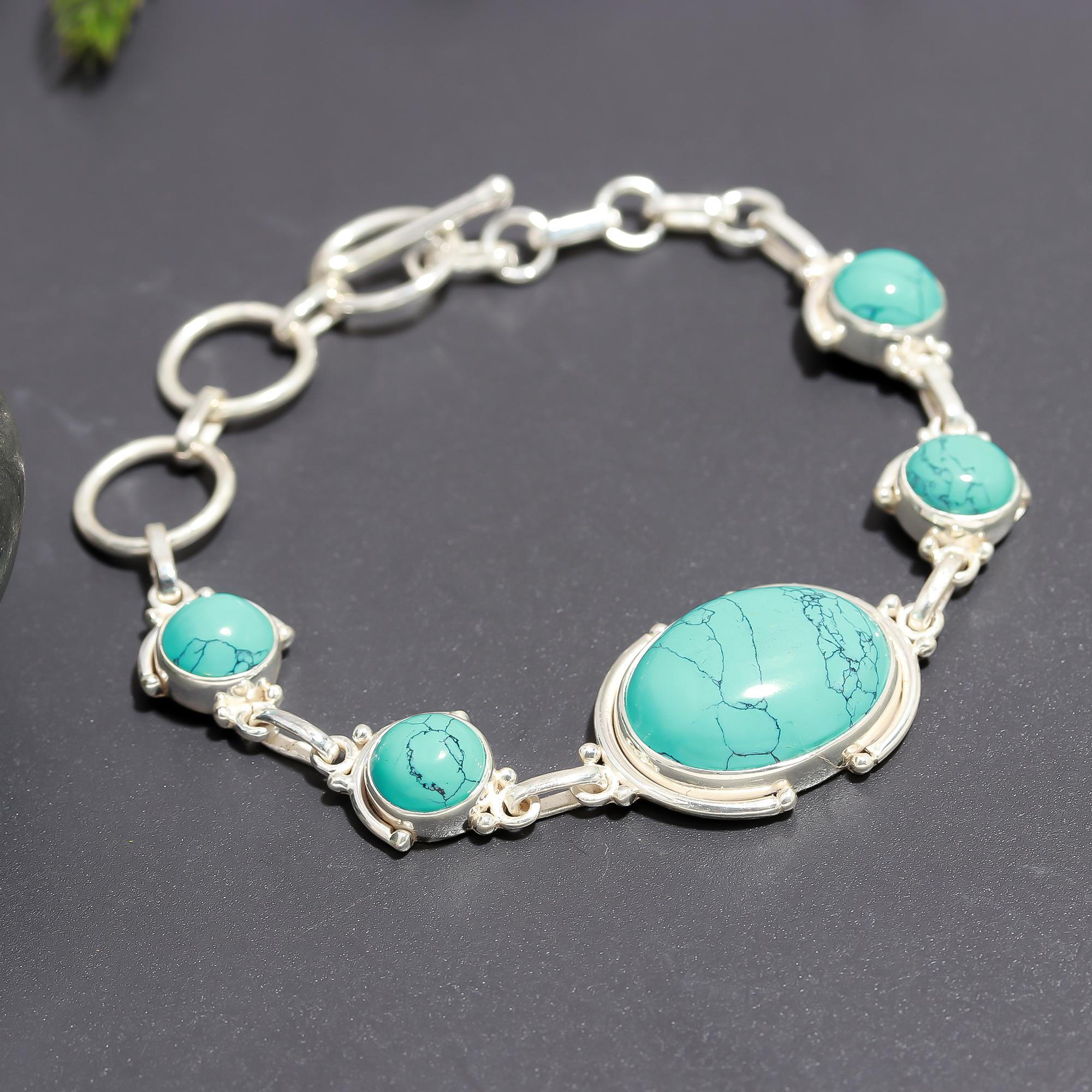 925 Silver Turquoise Statement Bracelet