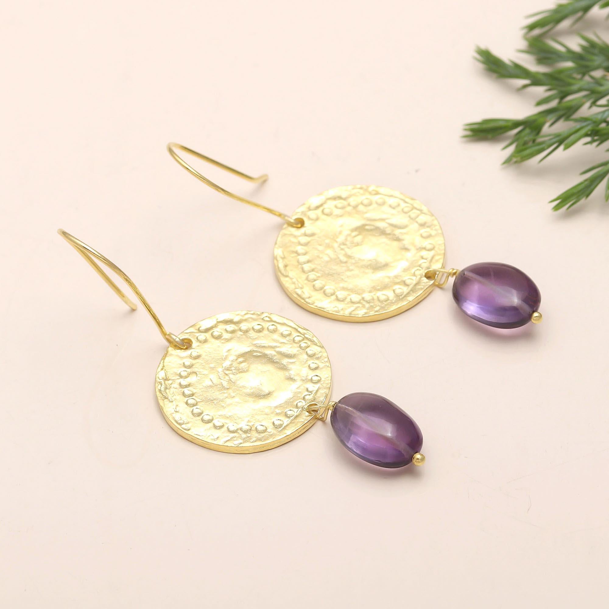 925 Silver Textured Disc Earrings