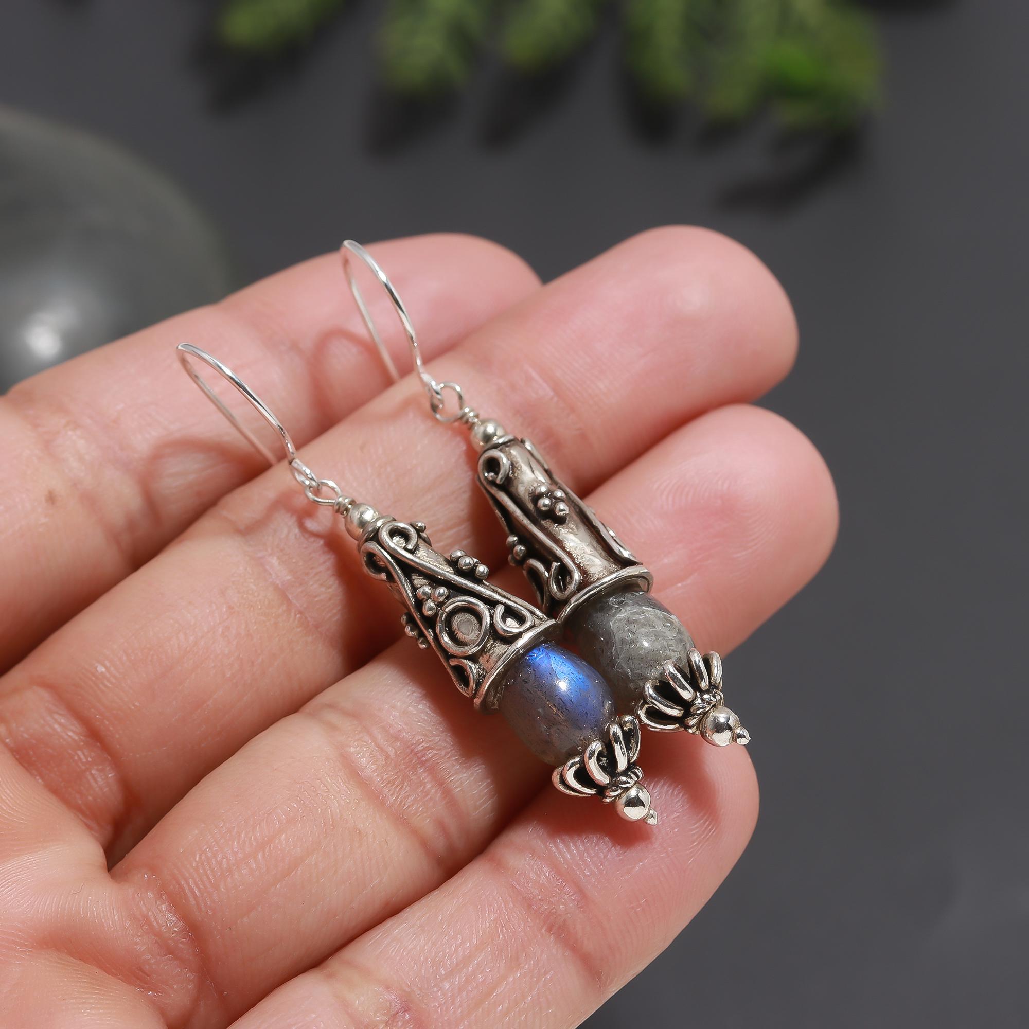 925 Silver Labradorite Dangle Earrings