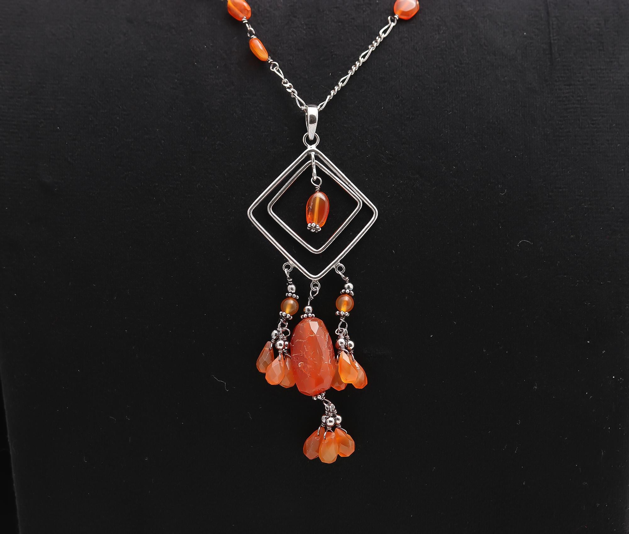 925 Silver Carnelian Beads Necklace