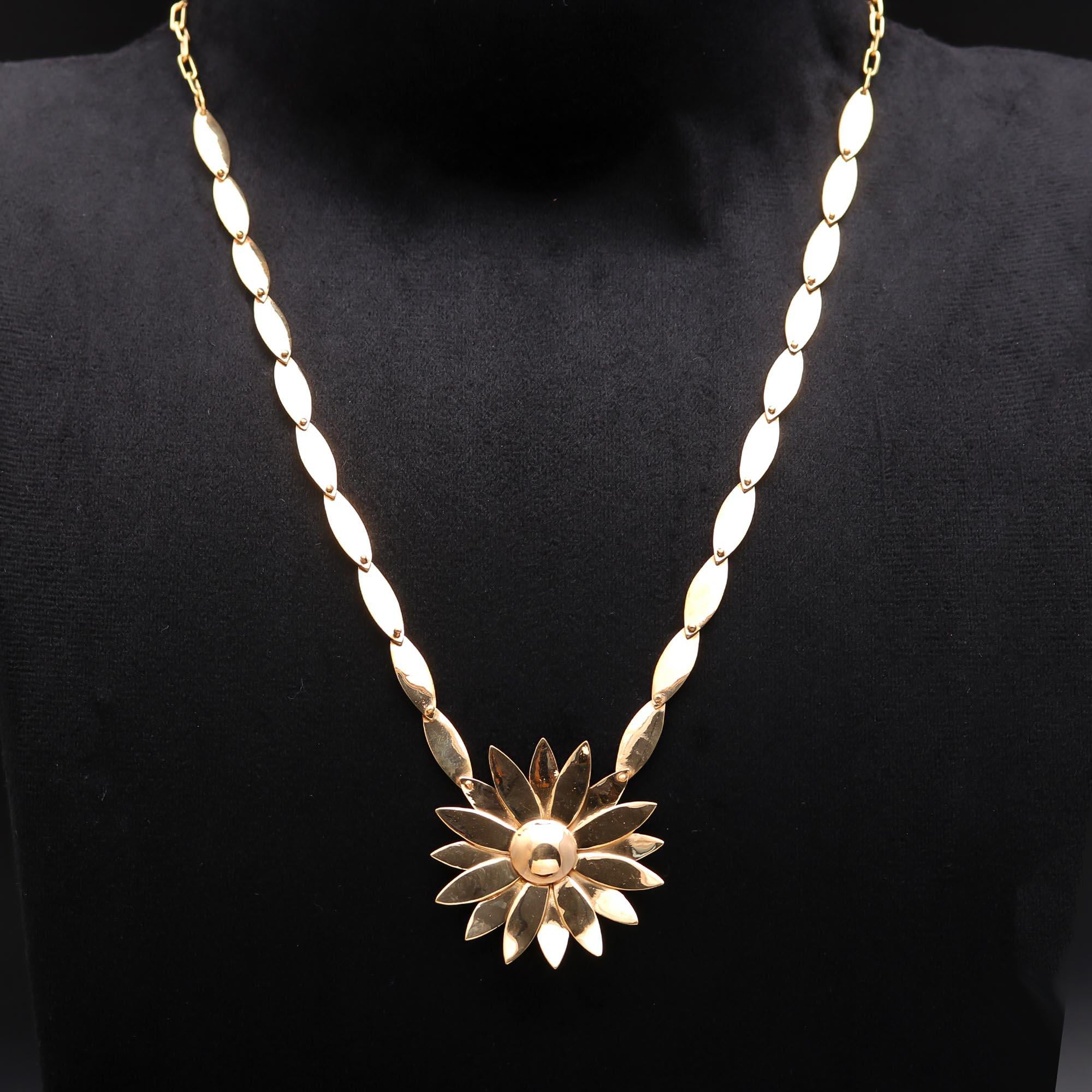 The Solar Bloom: Gold Sunflower Link Necklace