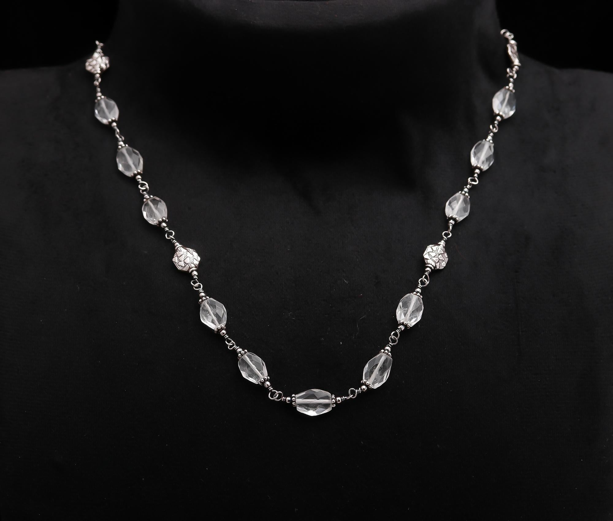 925 Silver Clear Quartz Beads Necklace
