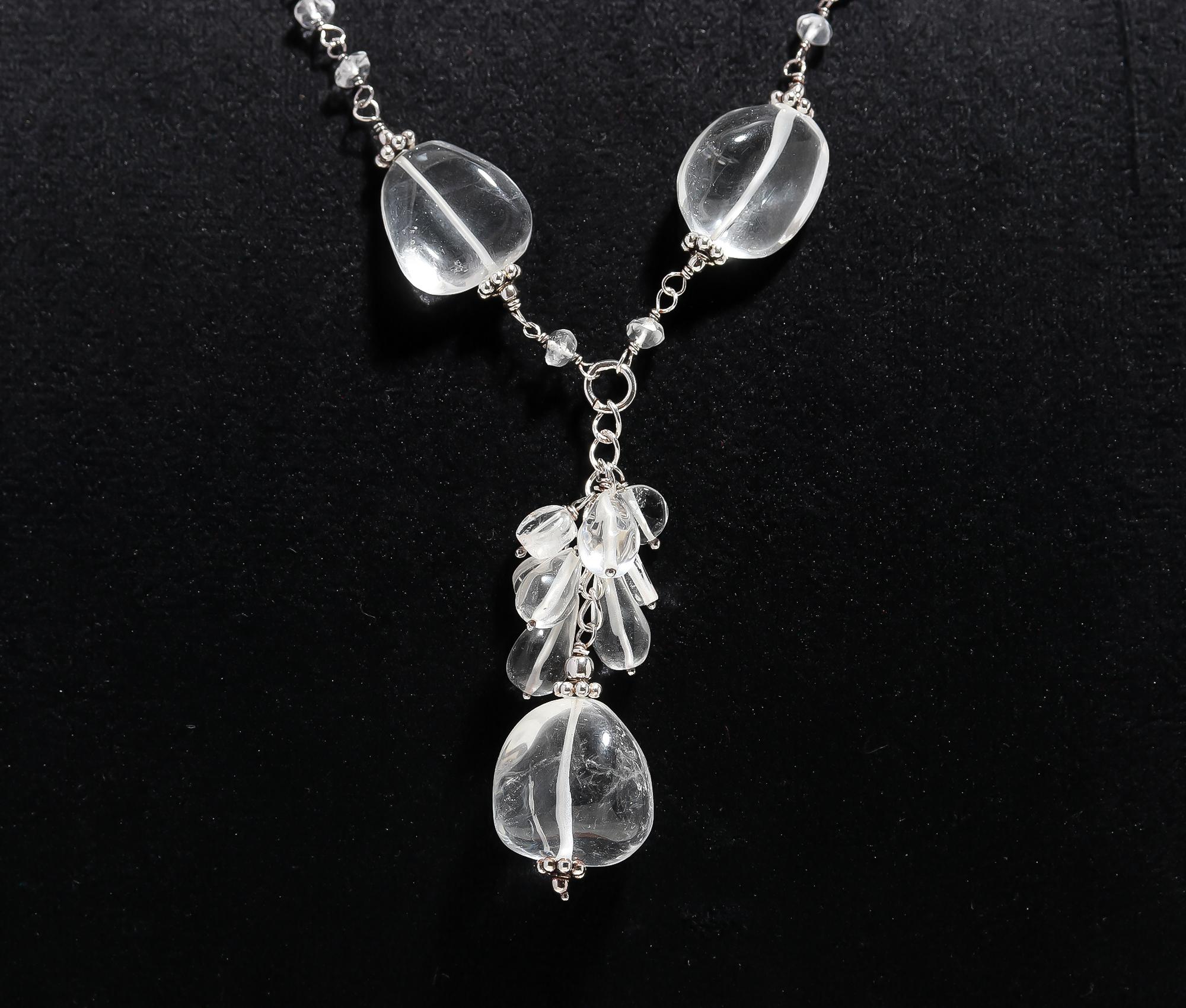 925 Silver Clear Quartz Pendant Necklace