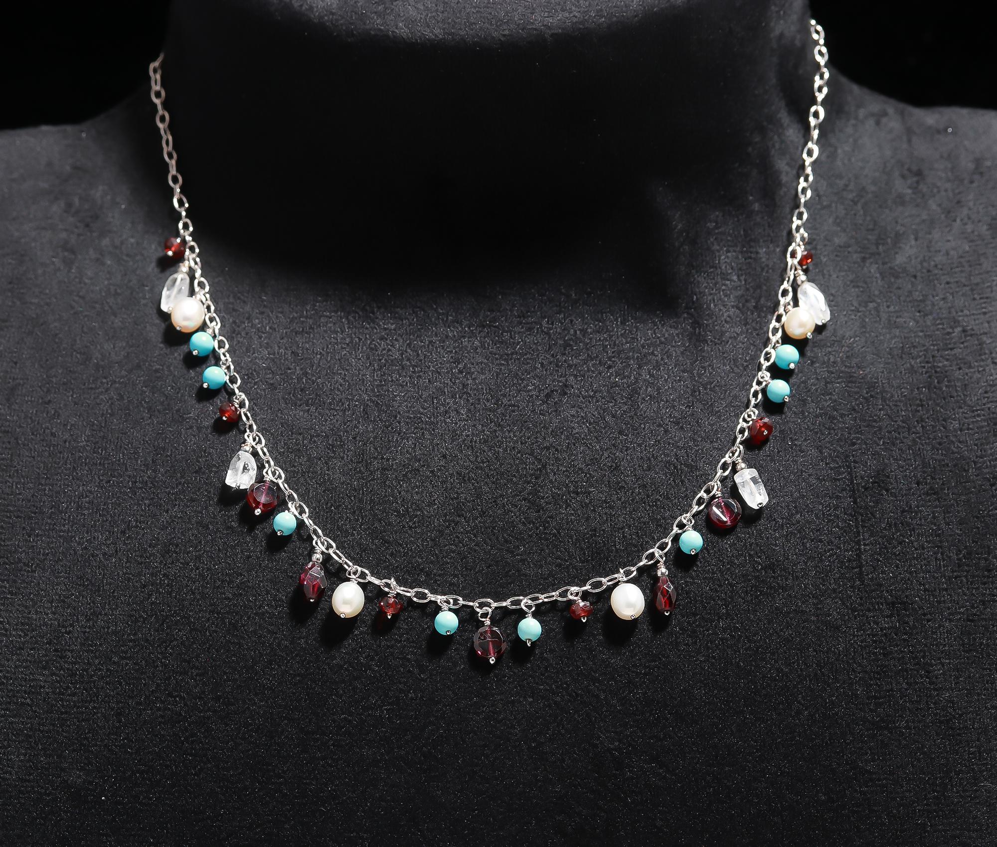 925 Silver Multi-Gemstone Necklace