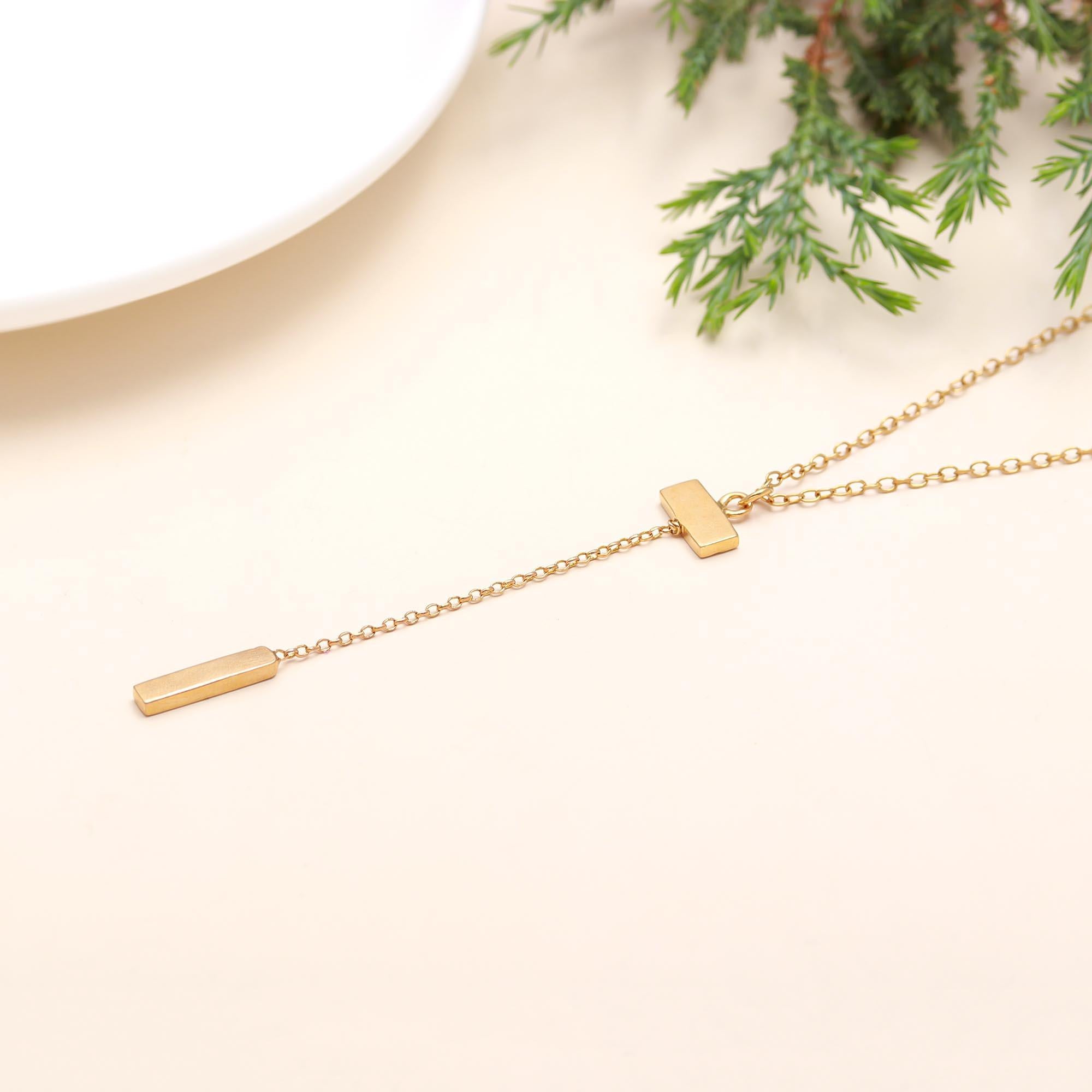 925 Silver Bar Drop Lariat Necklace