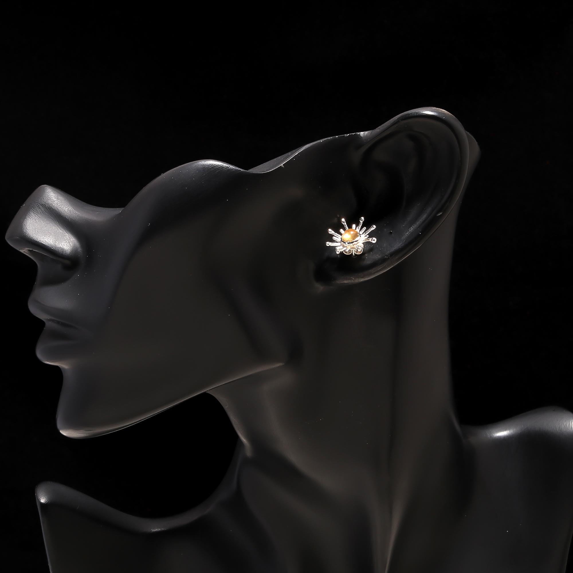 The Citrine Sunburst: Radiant Star Silver Studs