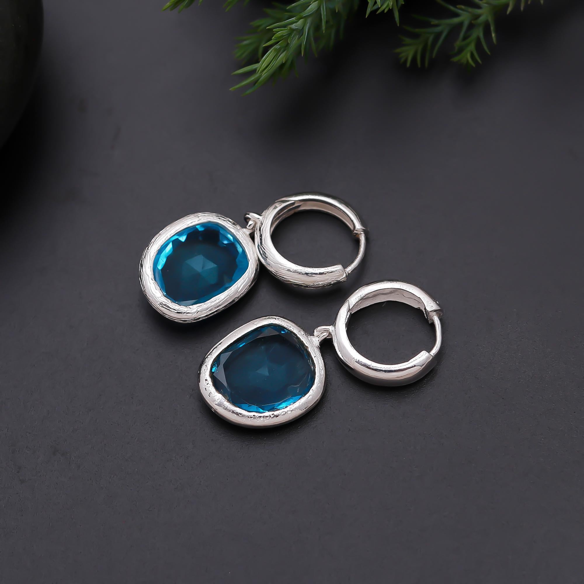 The London Arc: Blue Topaz Silver Earrings
