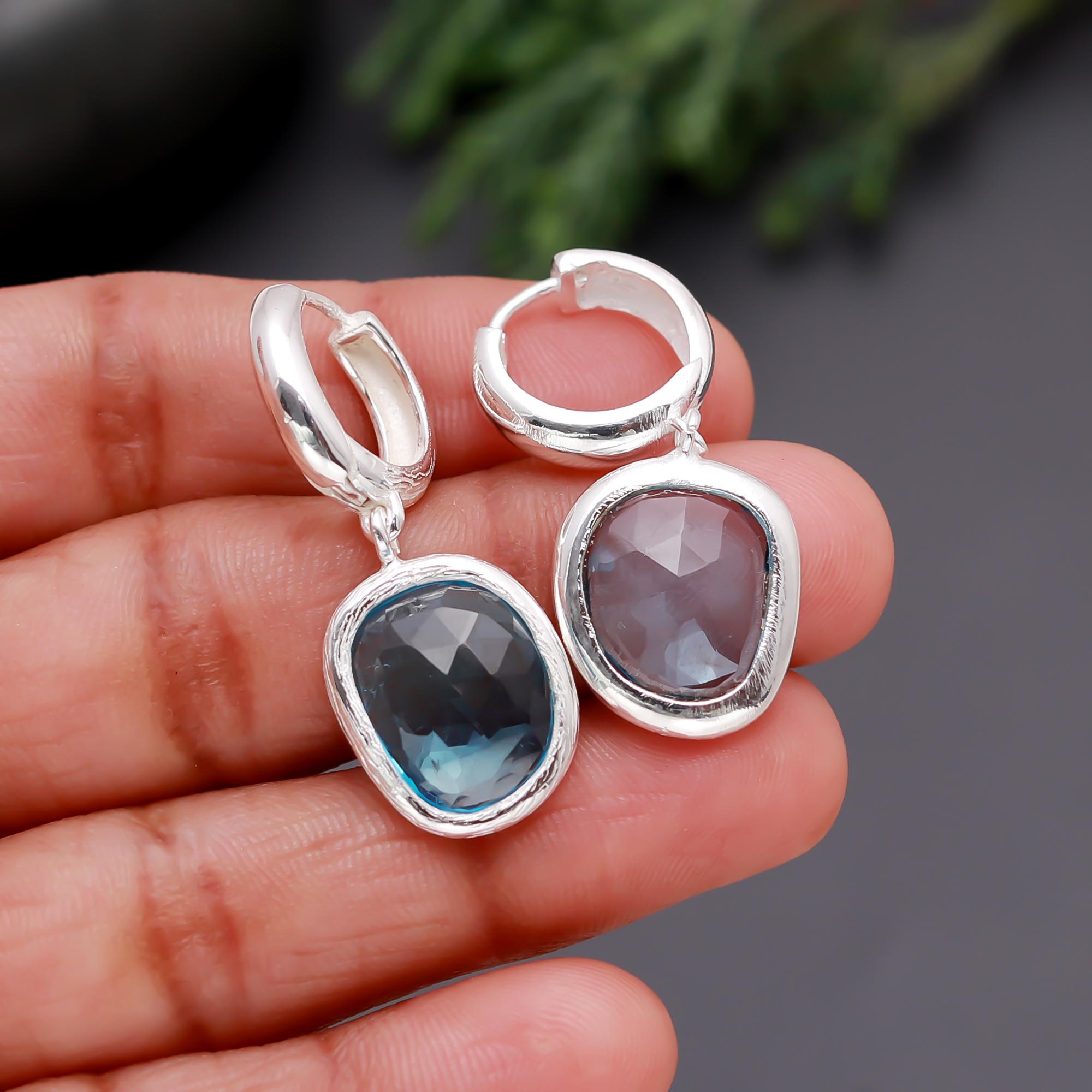 The London Arc: Blue Topaz Silver Earrings