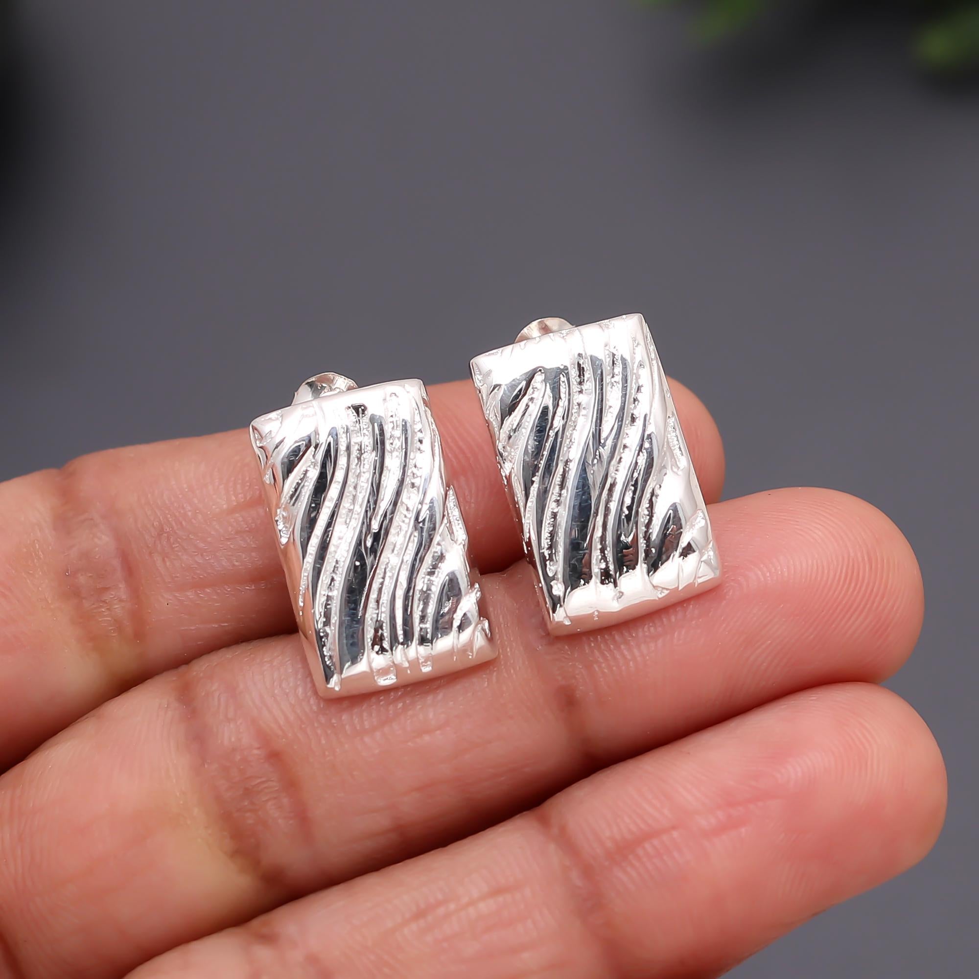 The Zebra Tablet: Silver Etched Statement Studs