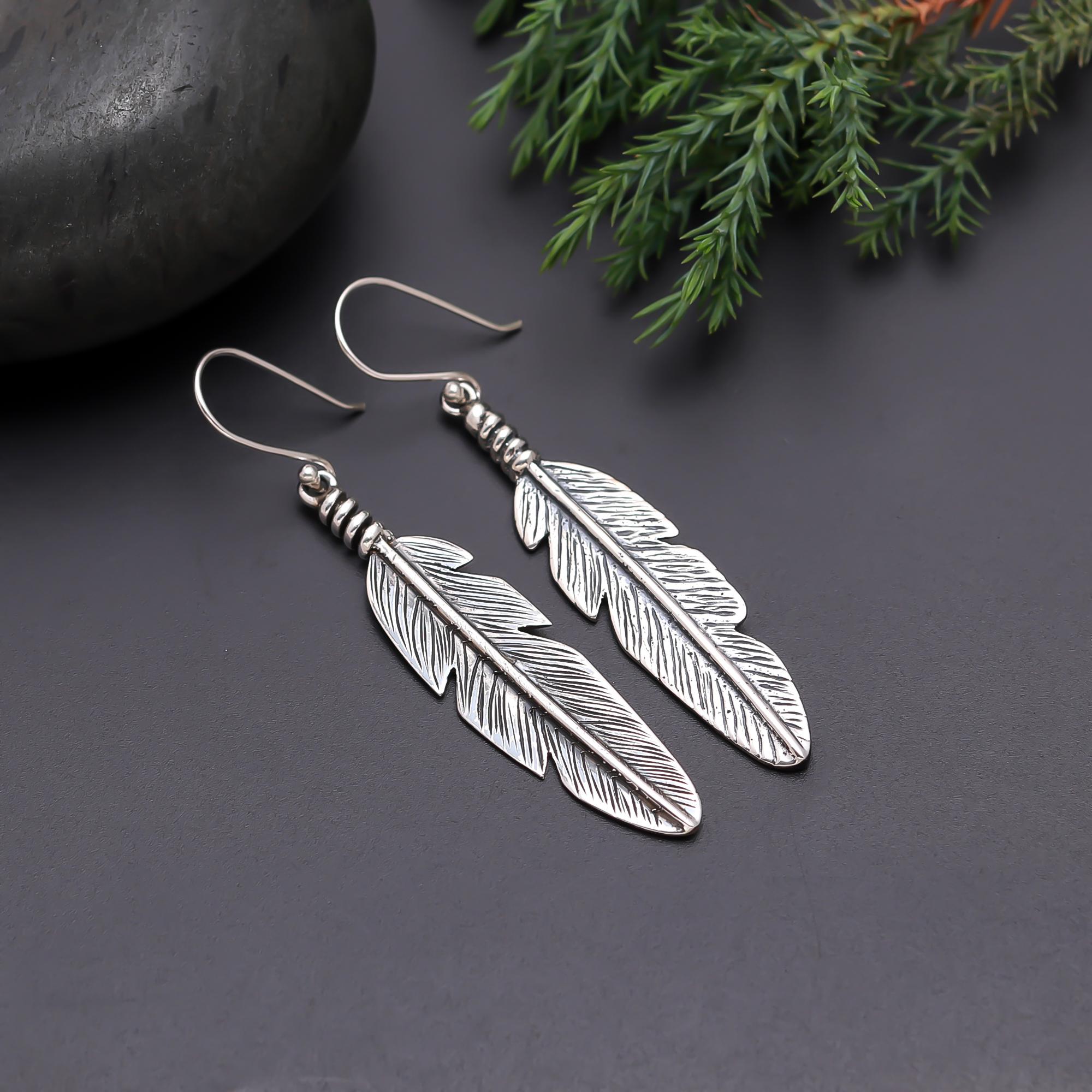 The Wanderlust Feathers: Silver Artisan Textured Earrings