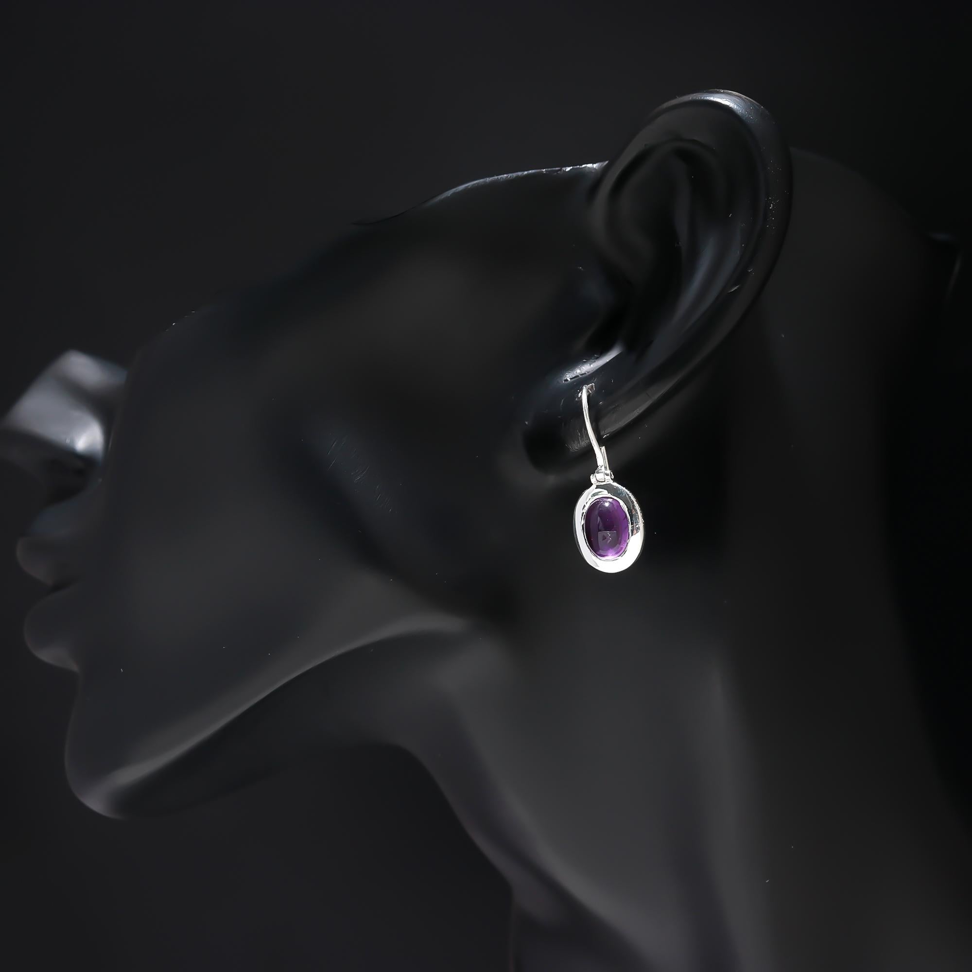 The Amethyst Heritage: Silver Minimalist Drop Earrings