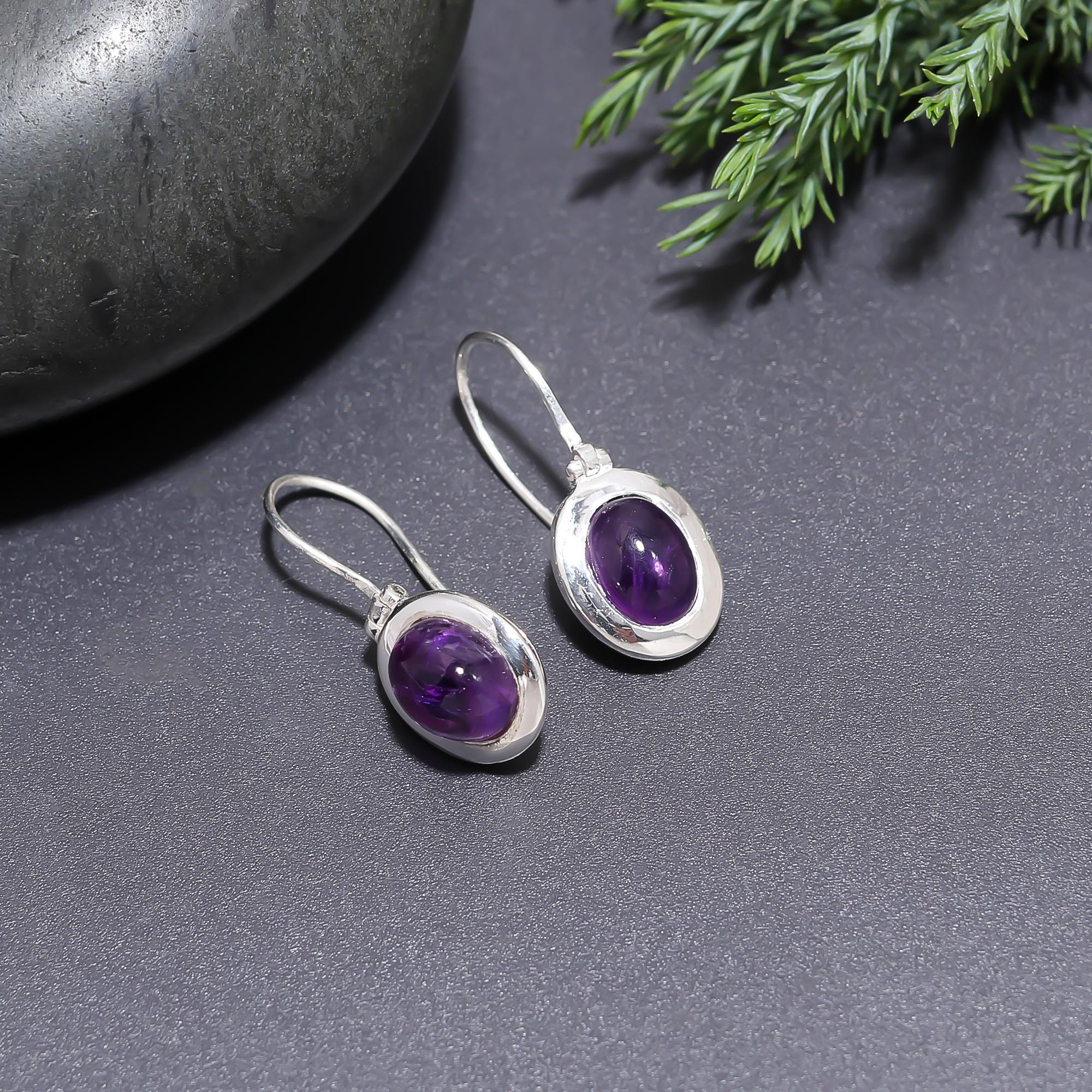 The Amethyst Heritage: Silver Minimalist Drop Earrings