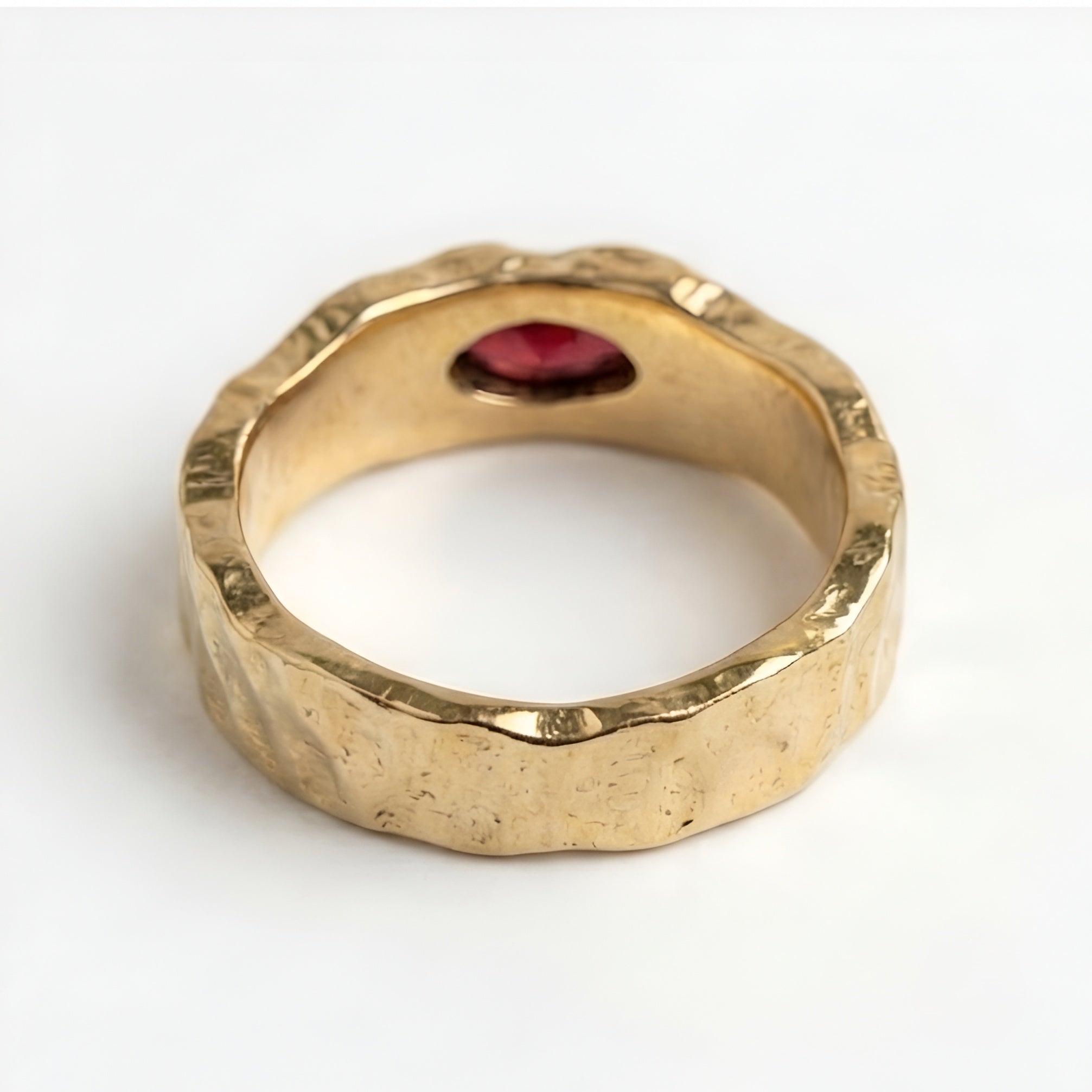 The Promethean Garnet: Hammered Band Ring