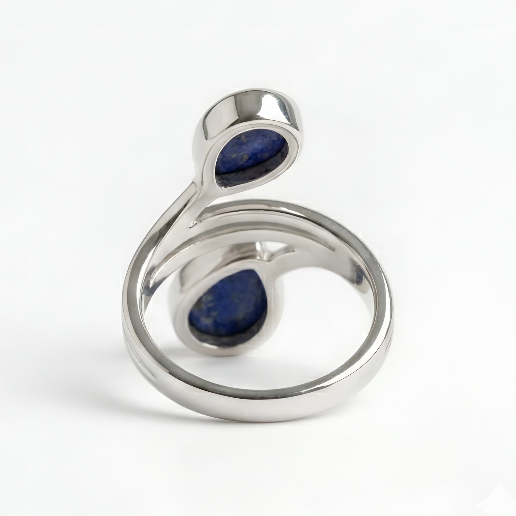 The Nile Coil: Silver Lapis Lazuli Wrap Bypass Ring