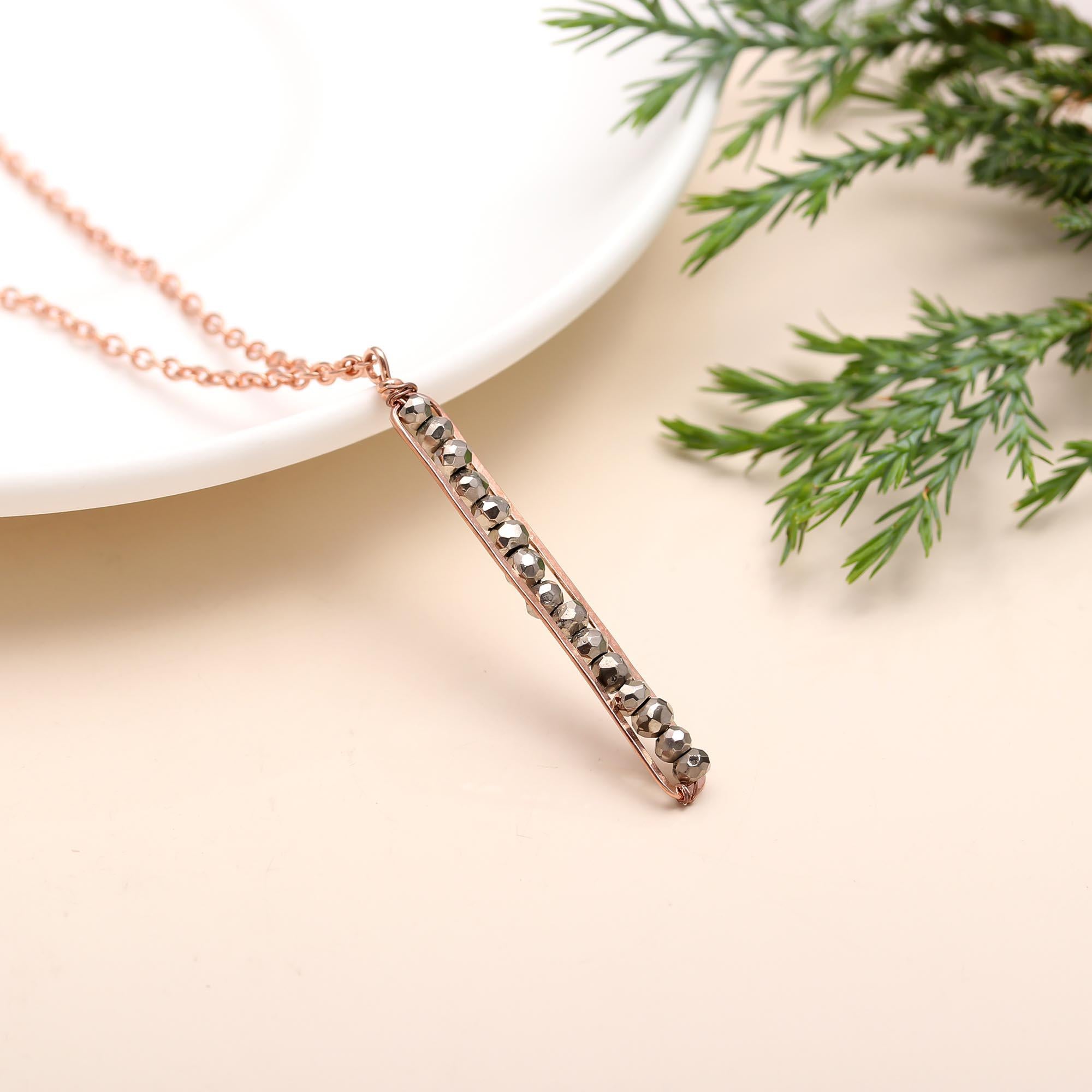 925 Silver Hematite Bar Pendant Necklace