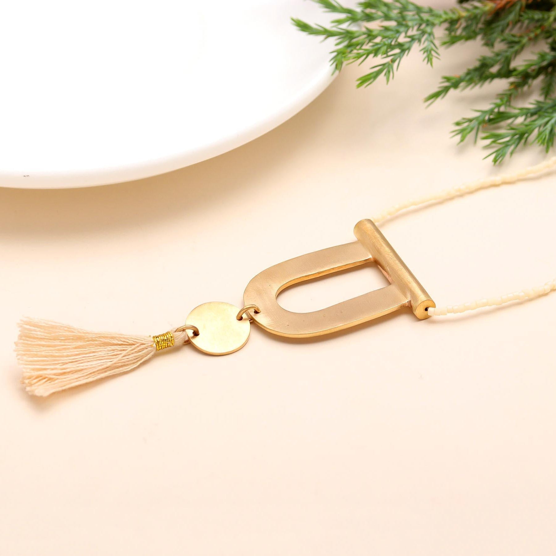 The Boho Arch: Gold U-Shape Tassel Necklace