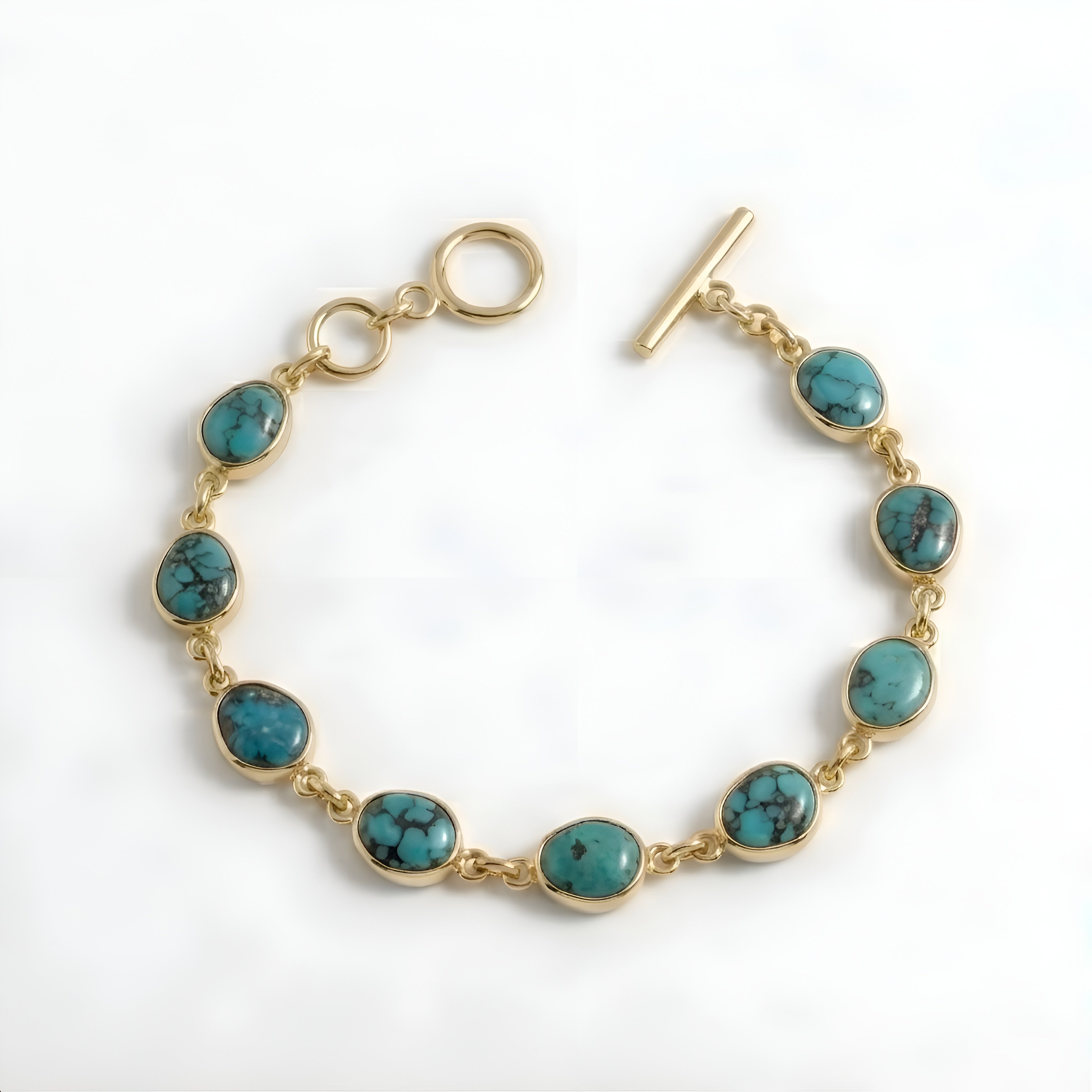 The Turquoise Trail: Multi-Stone Bezel Tennis Bracelet