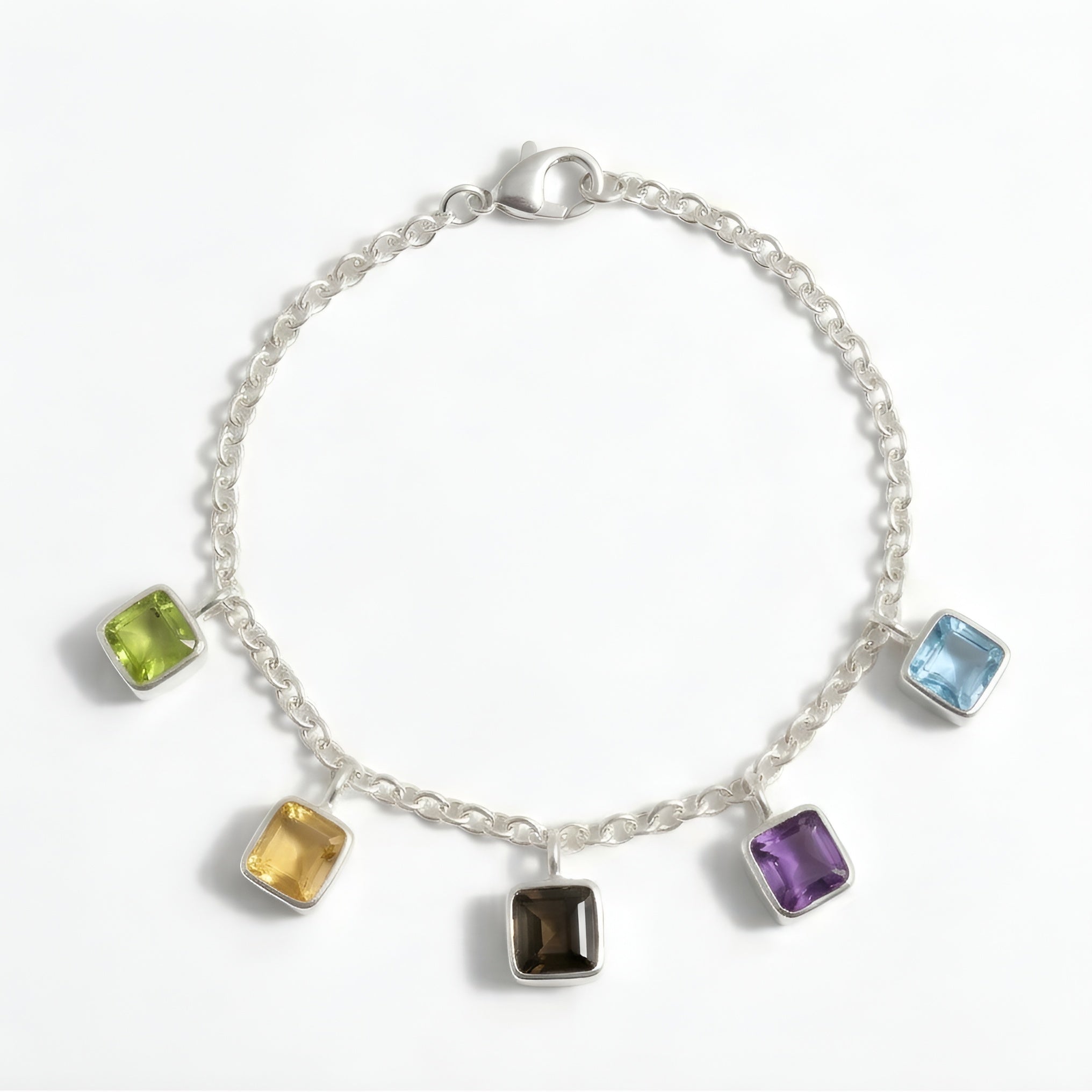 The Murano Prism: Gemstone Charm Silver Bracelet