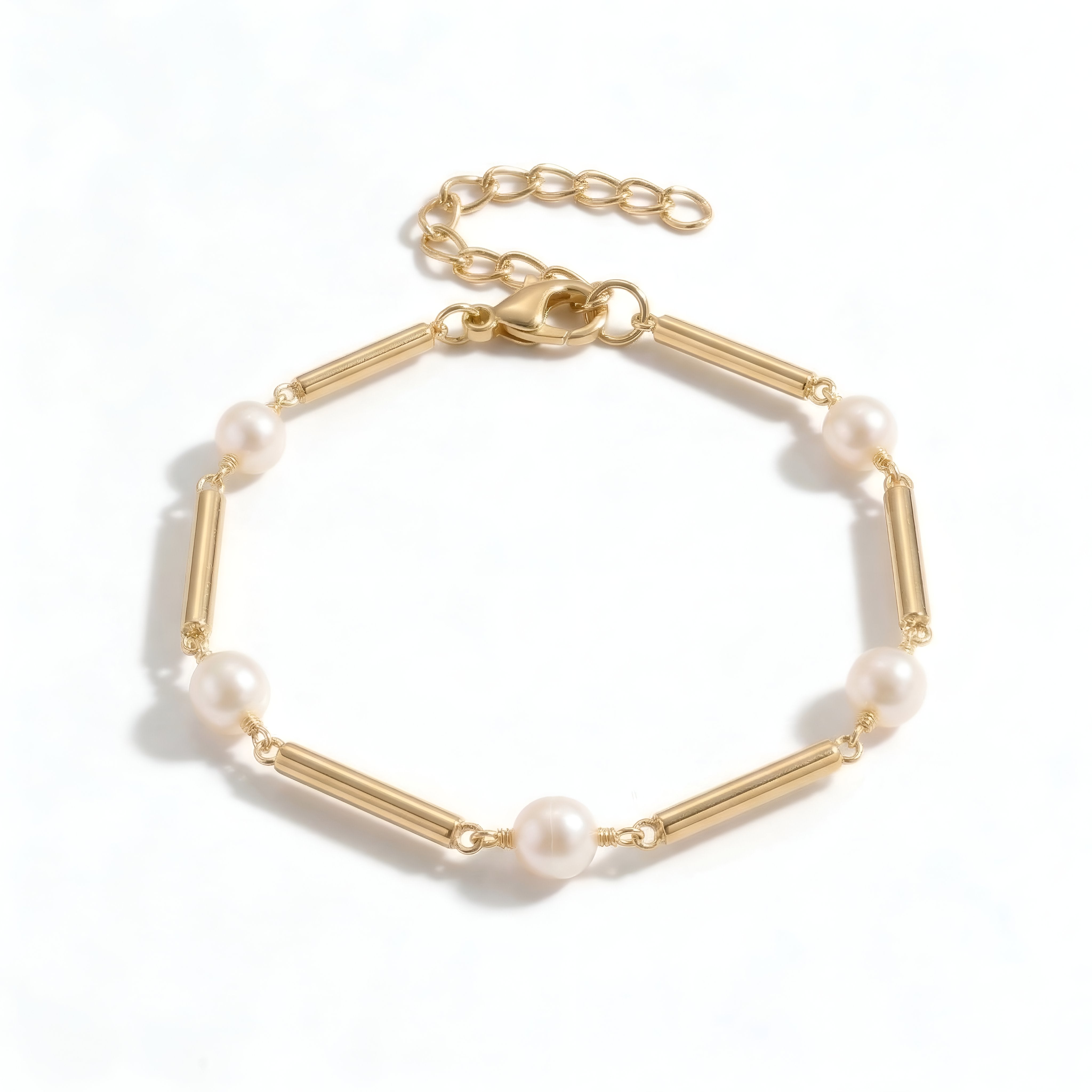 The Mikimoto Morse: Pearl Gold Bar Station Bracelet