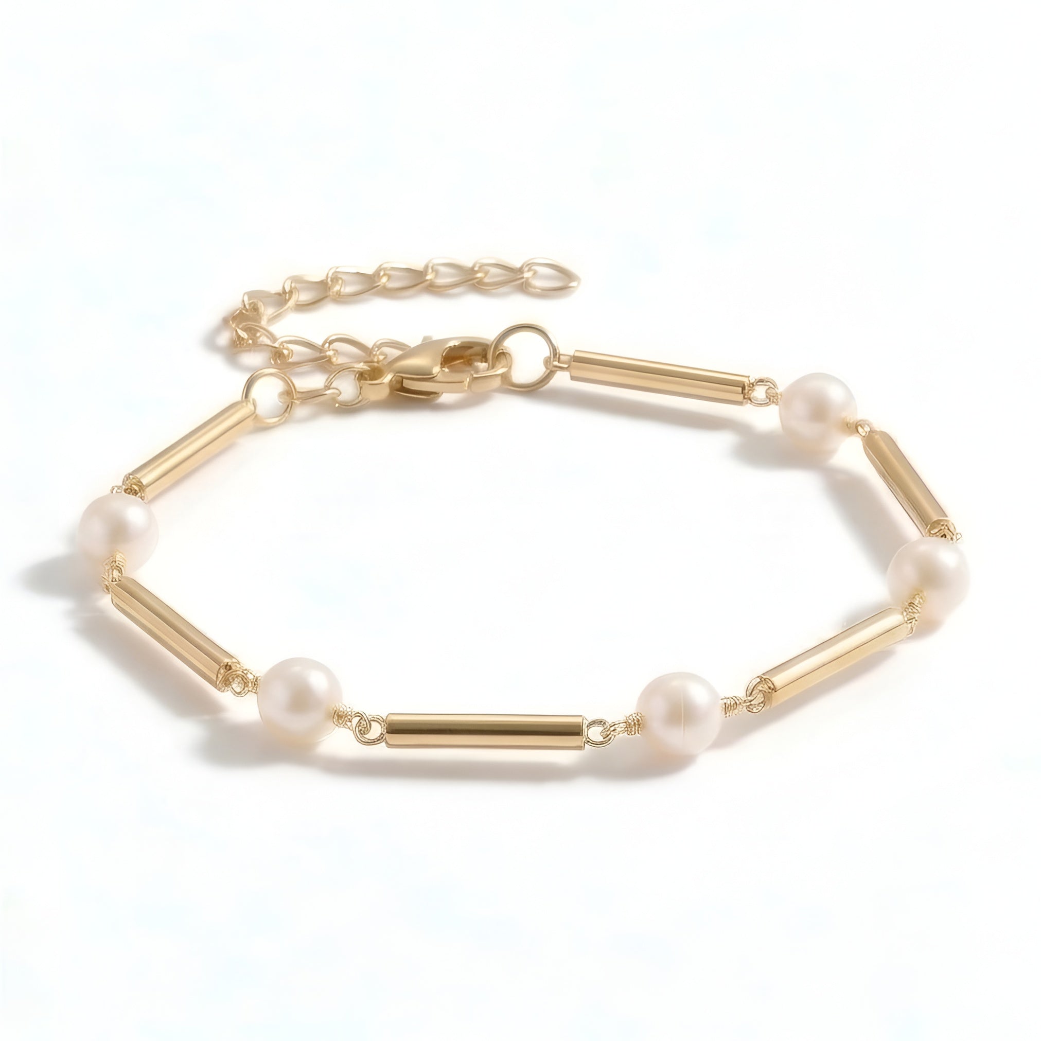 The Mikimoto Morse: Pearl Gold Bar Station Bracelet